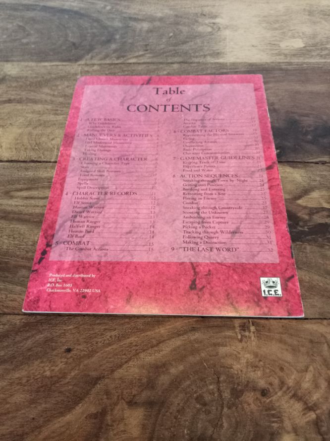 Lord of the Rings Adventure Game The Guidelines I.C.E. 1993