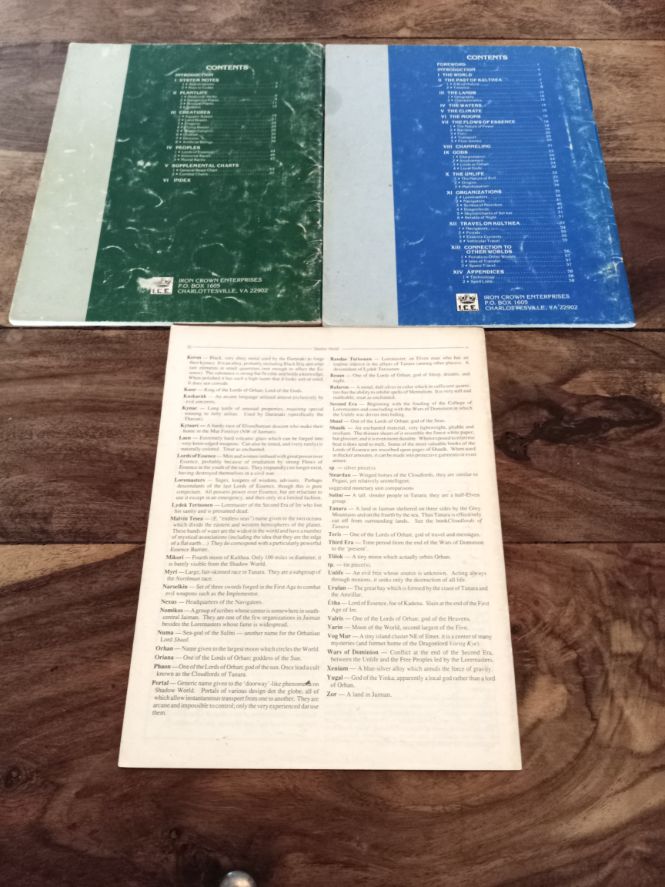 Shadow World Master Atlas World Guide, Inhabitants Guide and Addendum I.C.E. 1989