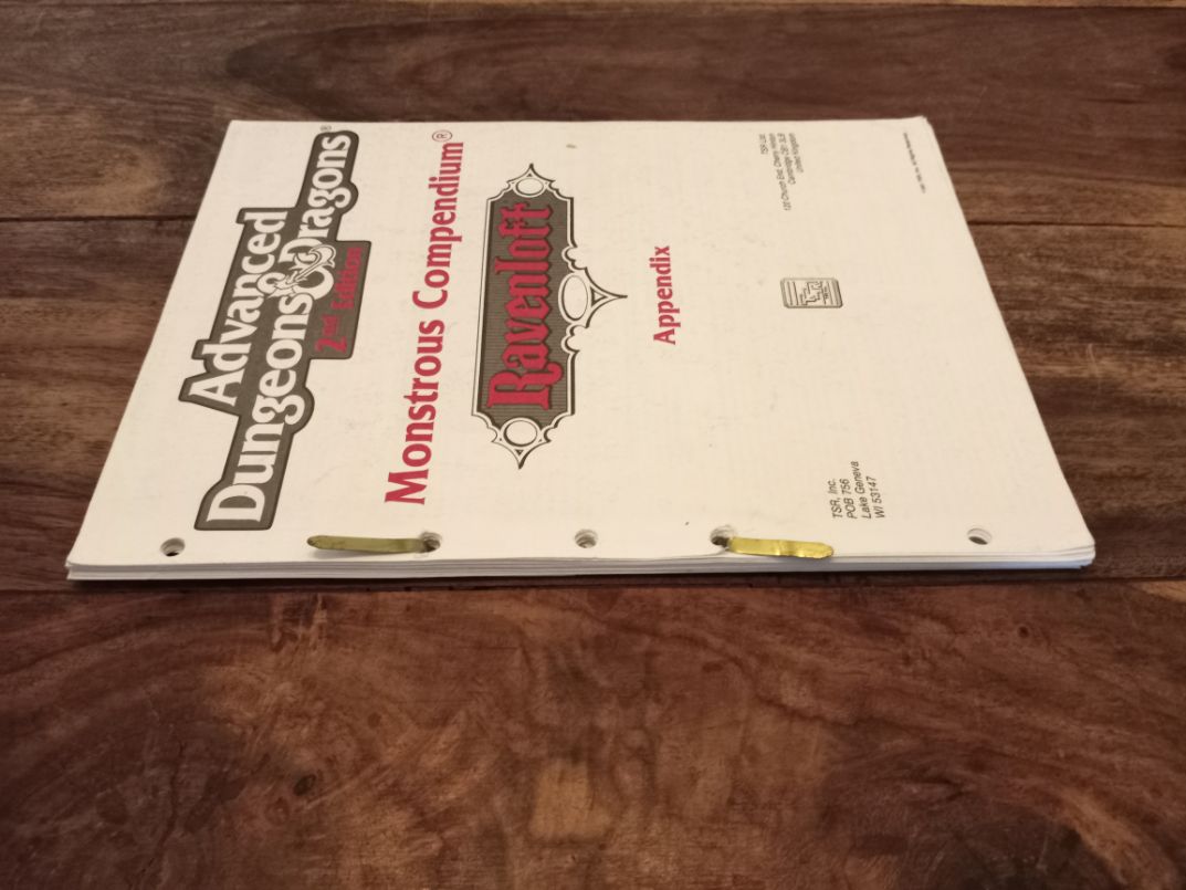 AD&D Ravenloft Monstrous Compendium Appendix #1 TSR 2122 AD&D 2nd Ed 1991