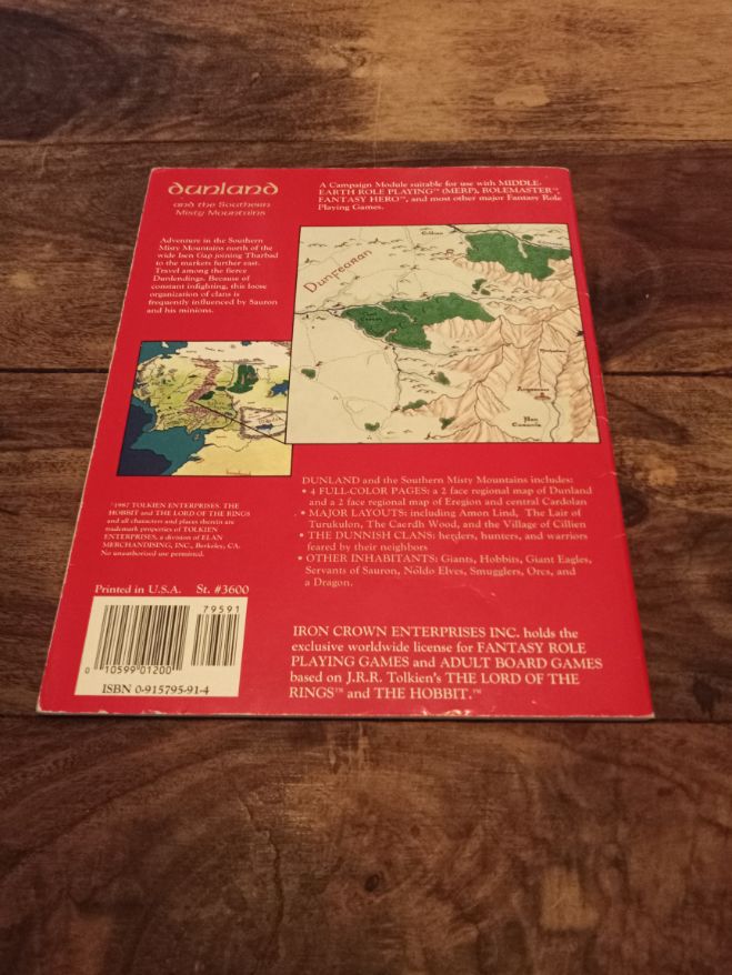 MERP Dunland ICE 3600 With Maps Lord of the Rings I.C.E. 1987