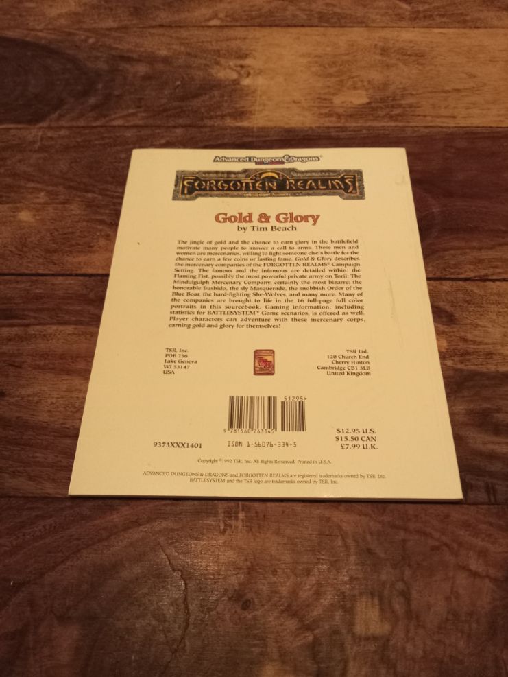 Forgotten Realms Gold & Glory TSR 9373 AD&D 1992