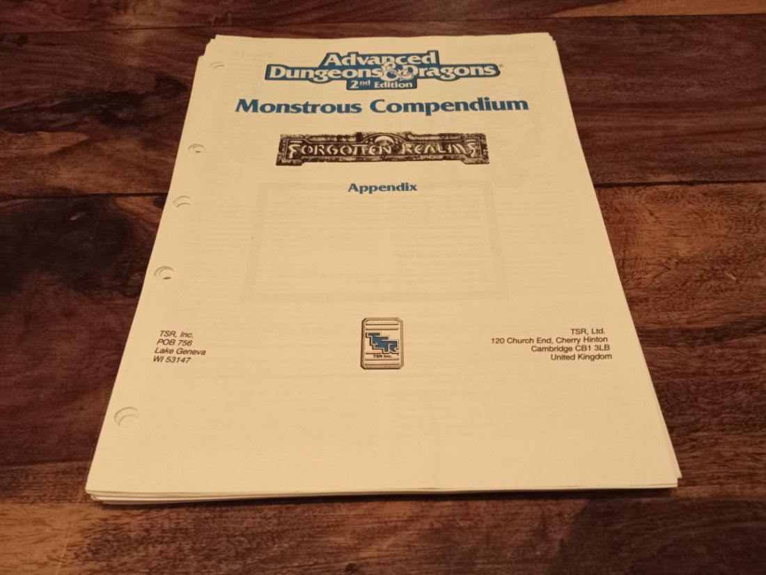 Forgotten Realms Monstrous Compendium Appendix TSR 2125 AD&D 2nd ed MC11