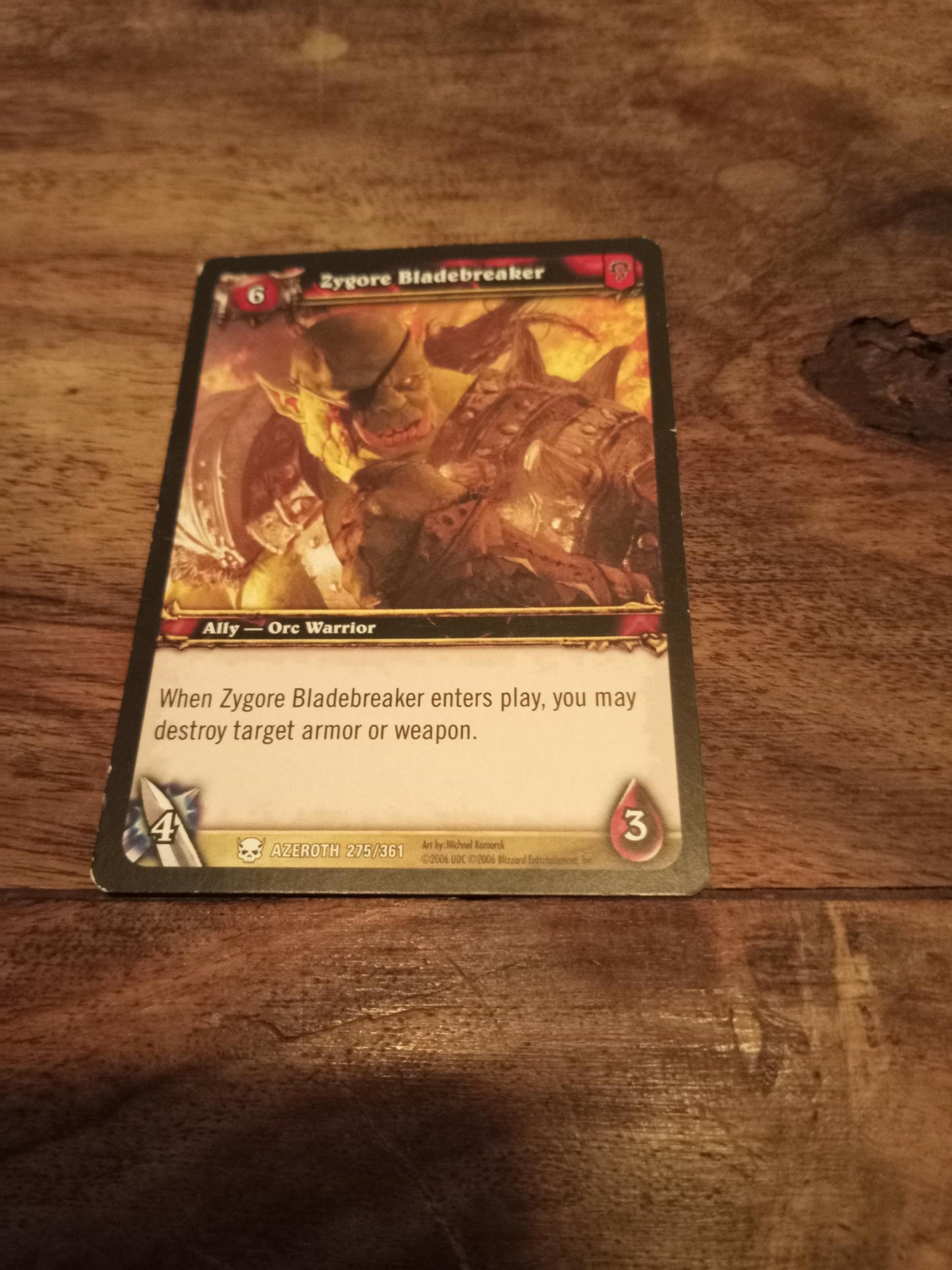 World of Warcraft Zygore Bladebreaker Azeroth Trading Card