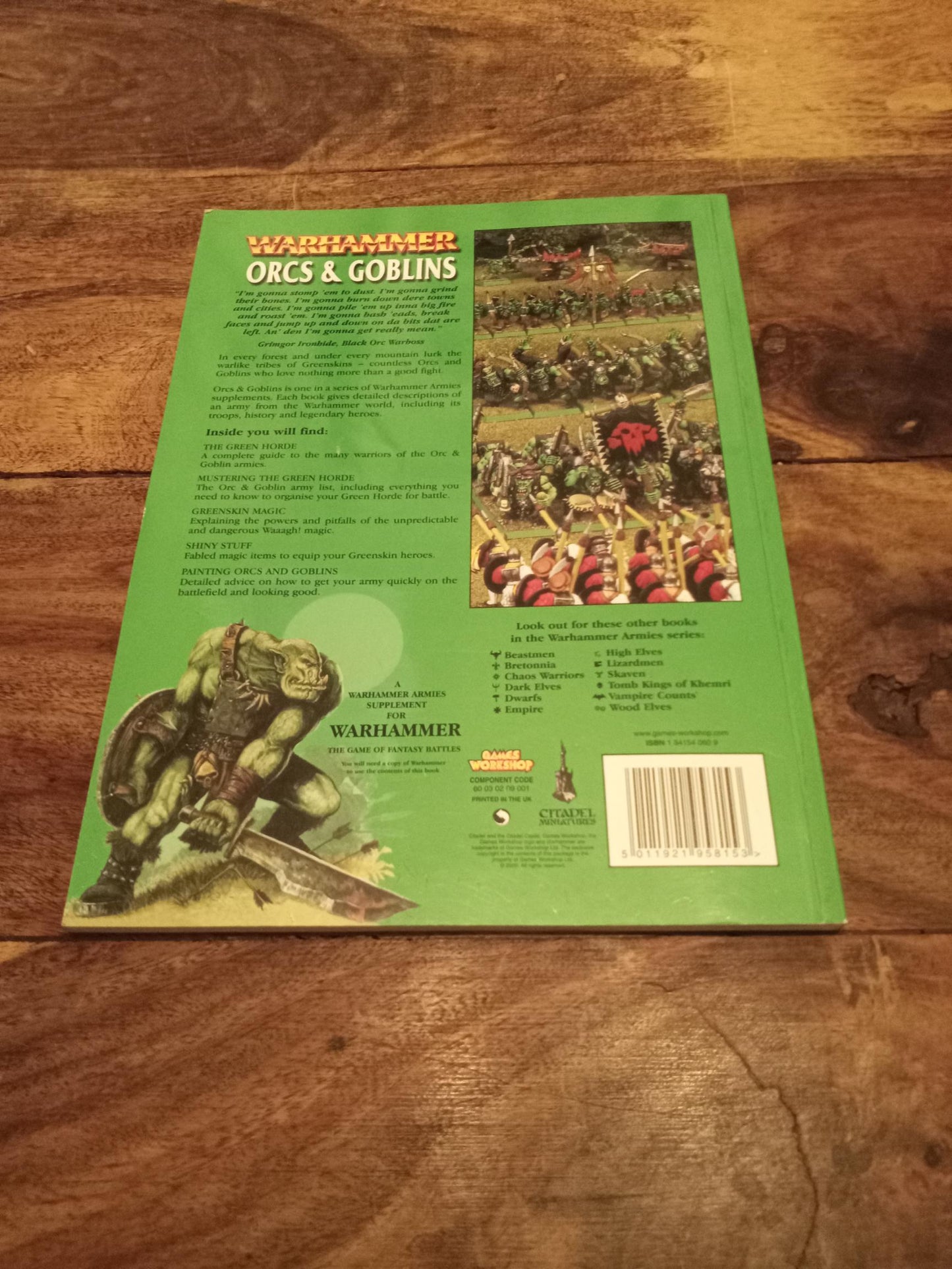 Warhammer Orcs and Goblins Army Book 5rd Ed Games Workshop 2000