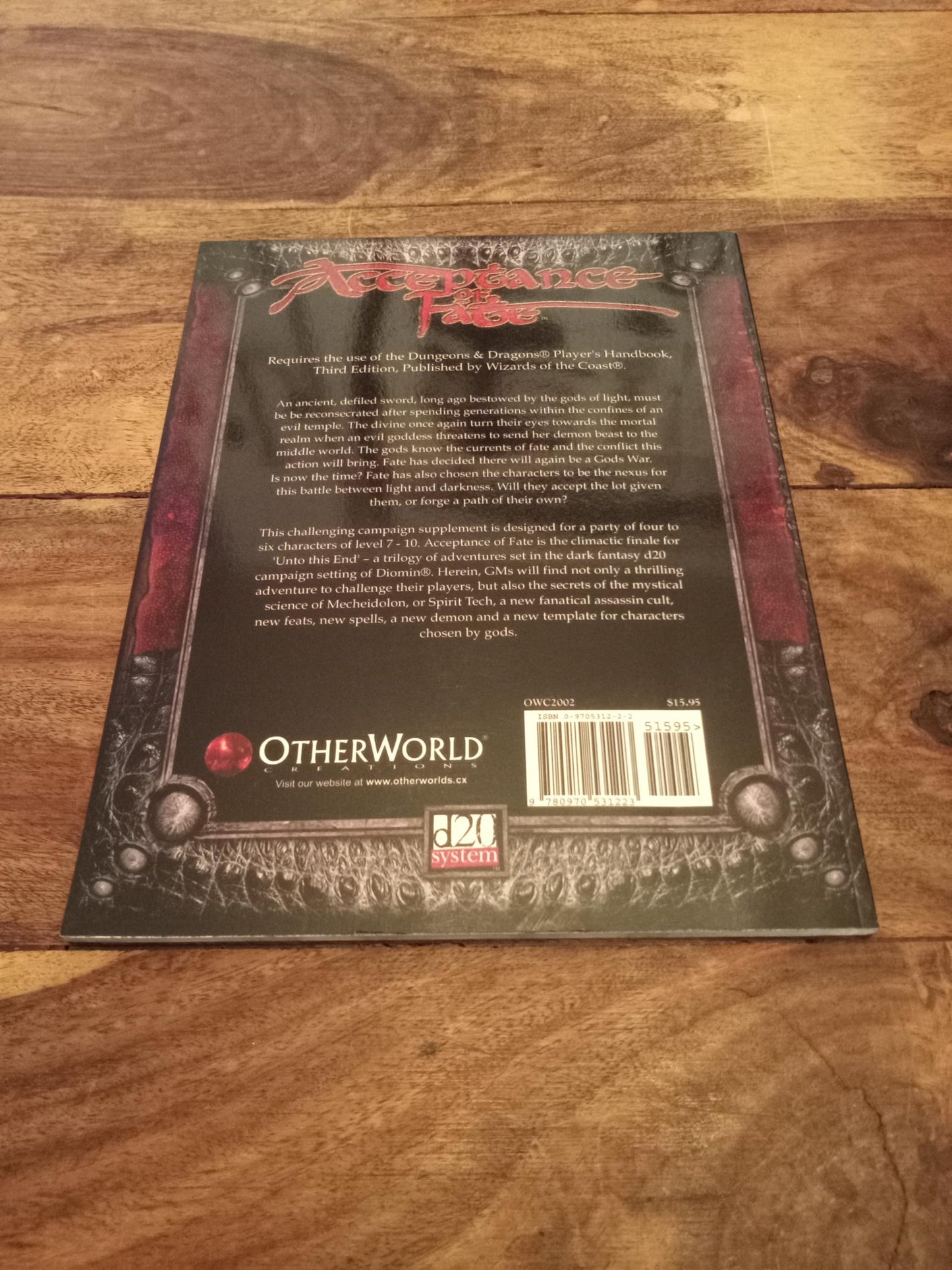 Acceptance of Fate Unto this End #3 d20 Diomin - OtherWorld Creations 2002