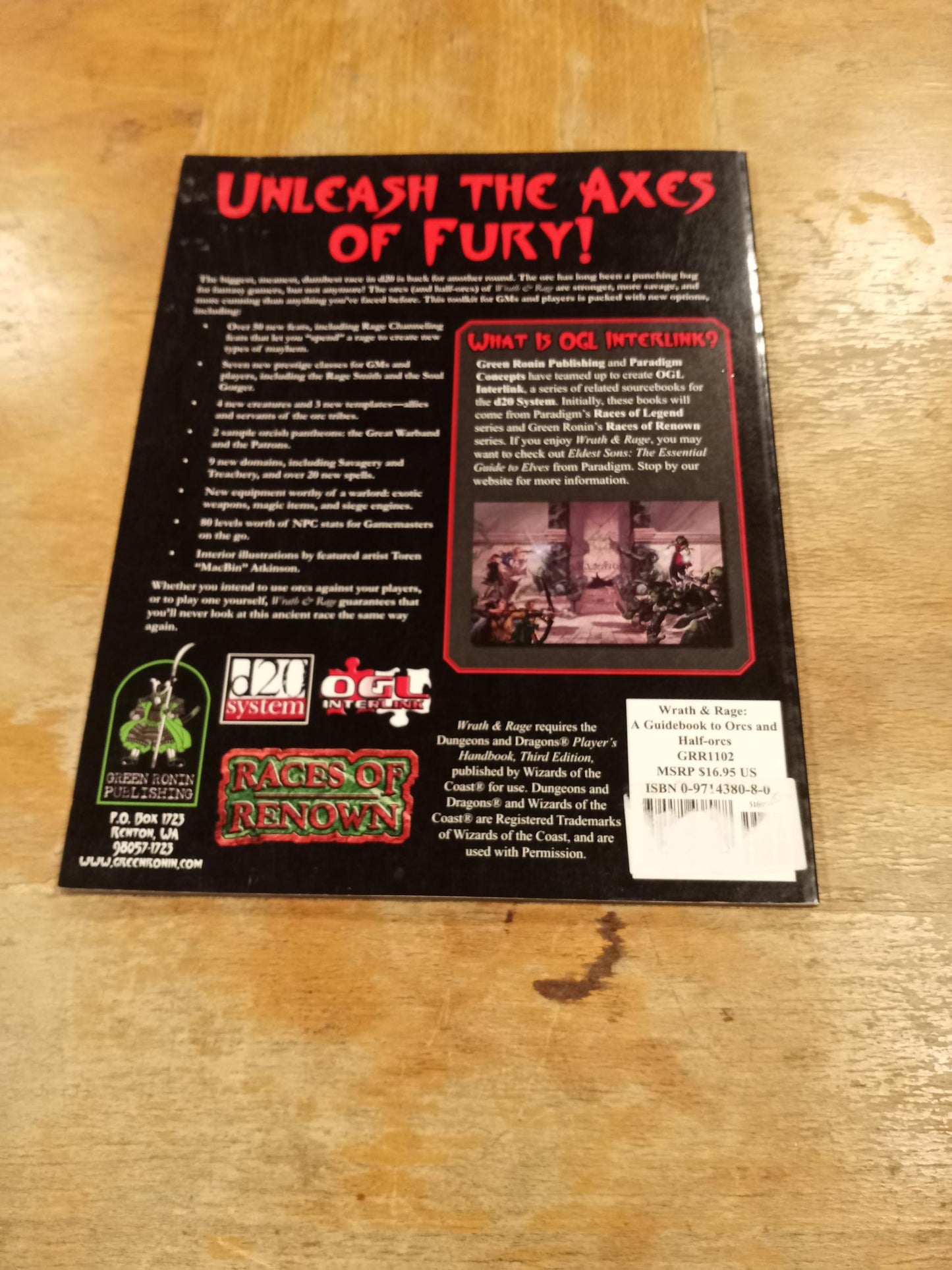 Wrath & Rage A Guidebook To Orcs & Half-Orcs d20 Green Ronin Publishing 2006