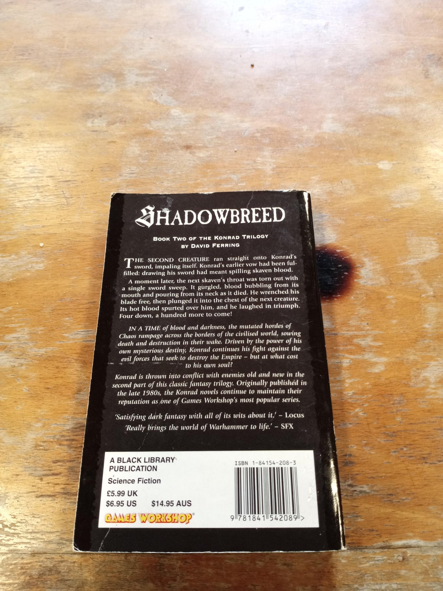 Warhammer Fantasy SHADOWBREED By DAVID FERRING KONRAD BOOK 2