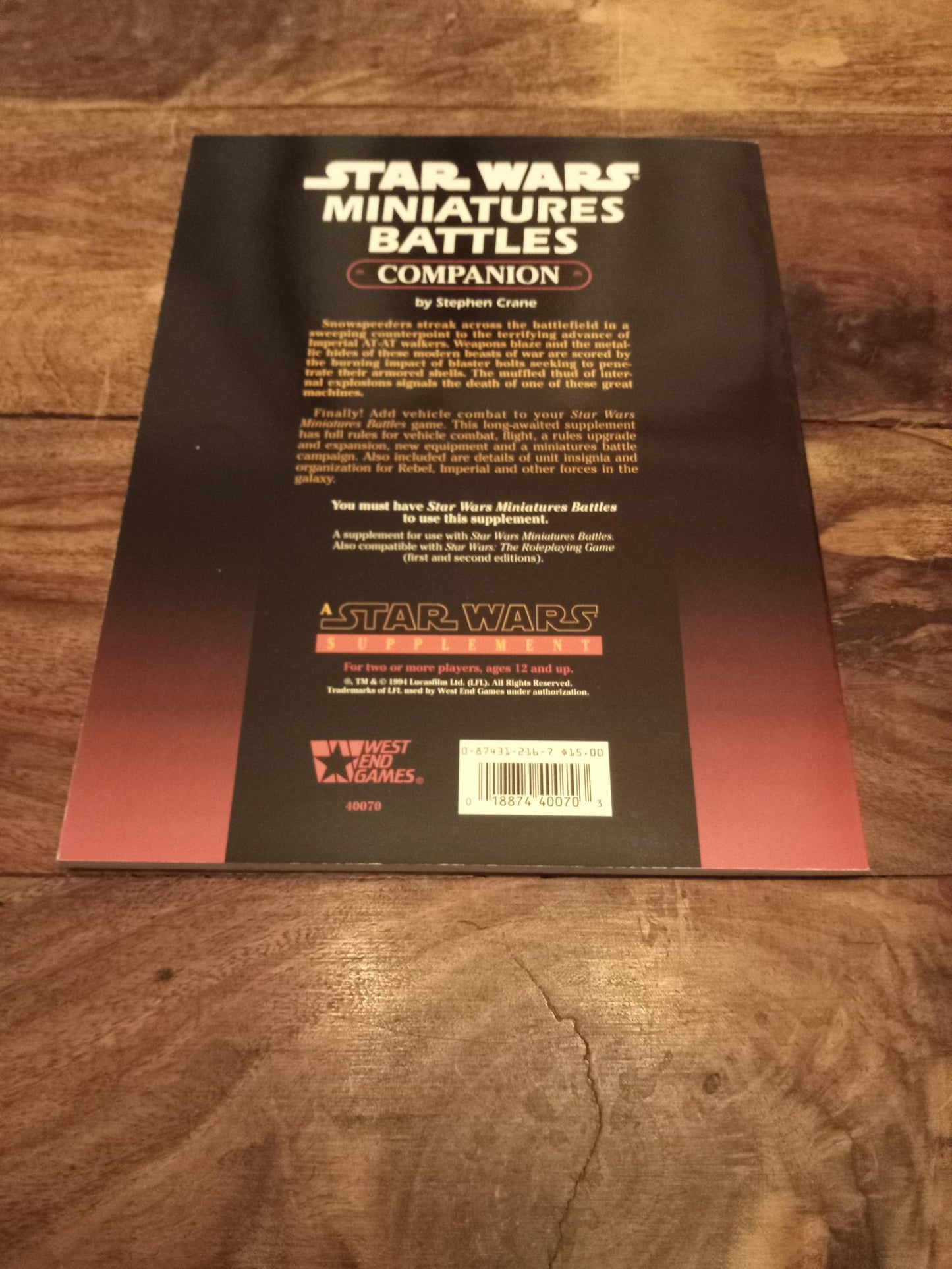 Star Wars Miniatures Battles Companion West End Games 1994