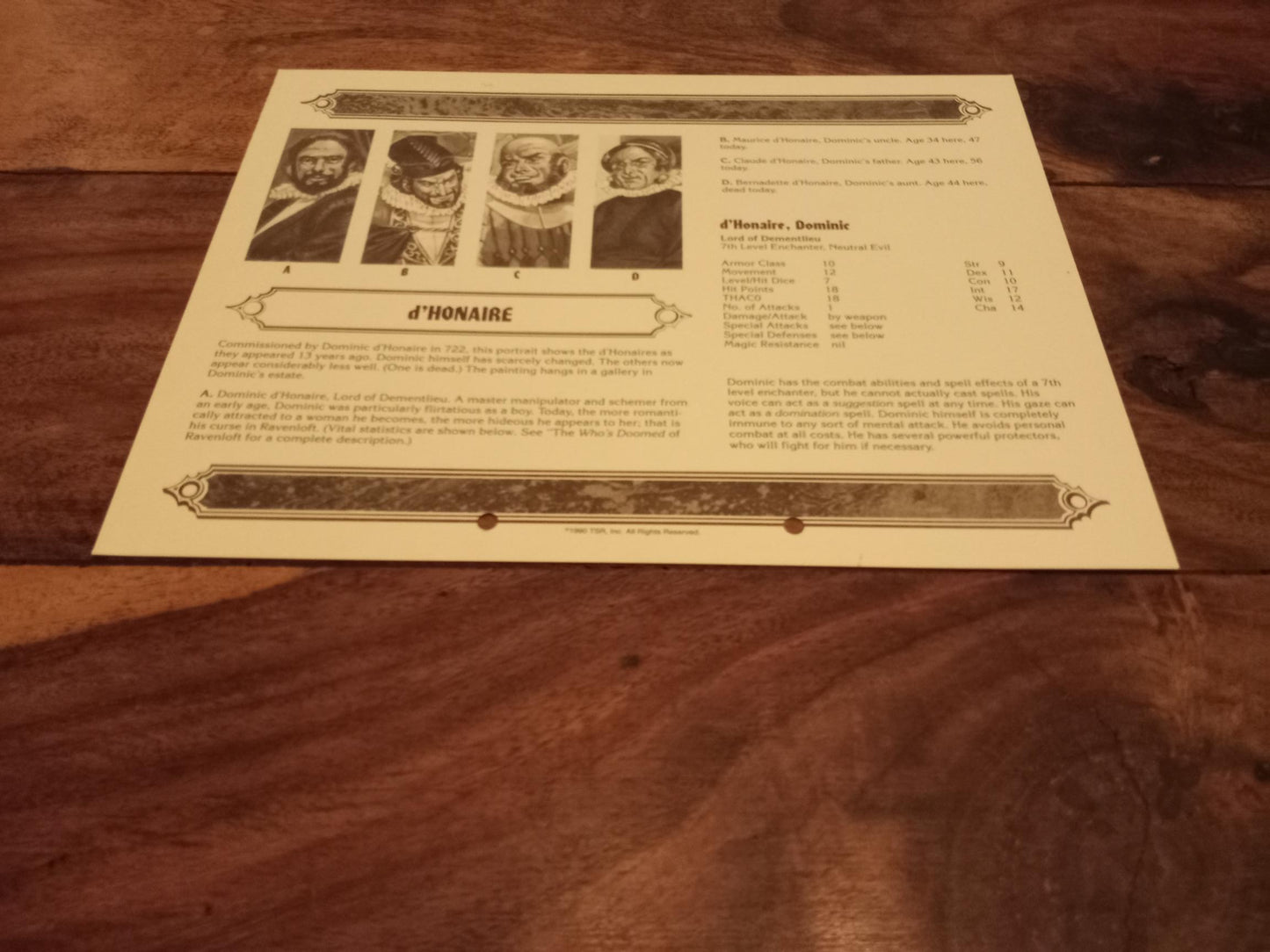 Ravenloft Realm of Terror TSR 1053 Card AD&D 1990