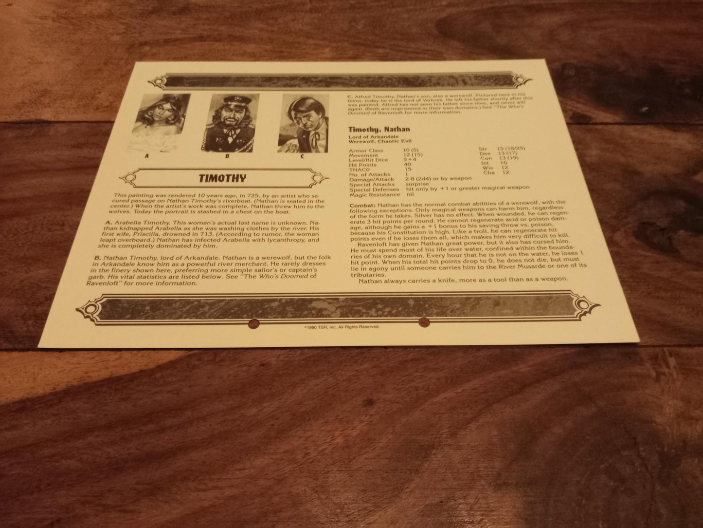 Ravenloft Realm of Terror TSR 1053 Card AD&D 1990