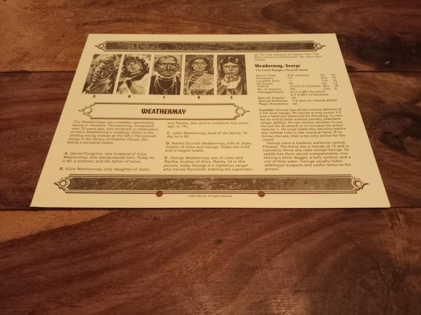Ravenloft Realm of Terror TSR 1053 Card AD&D 1990