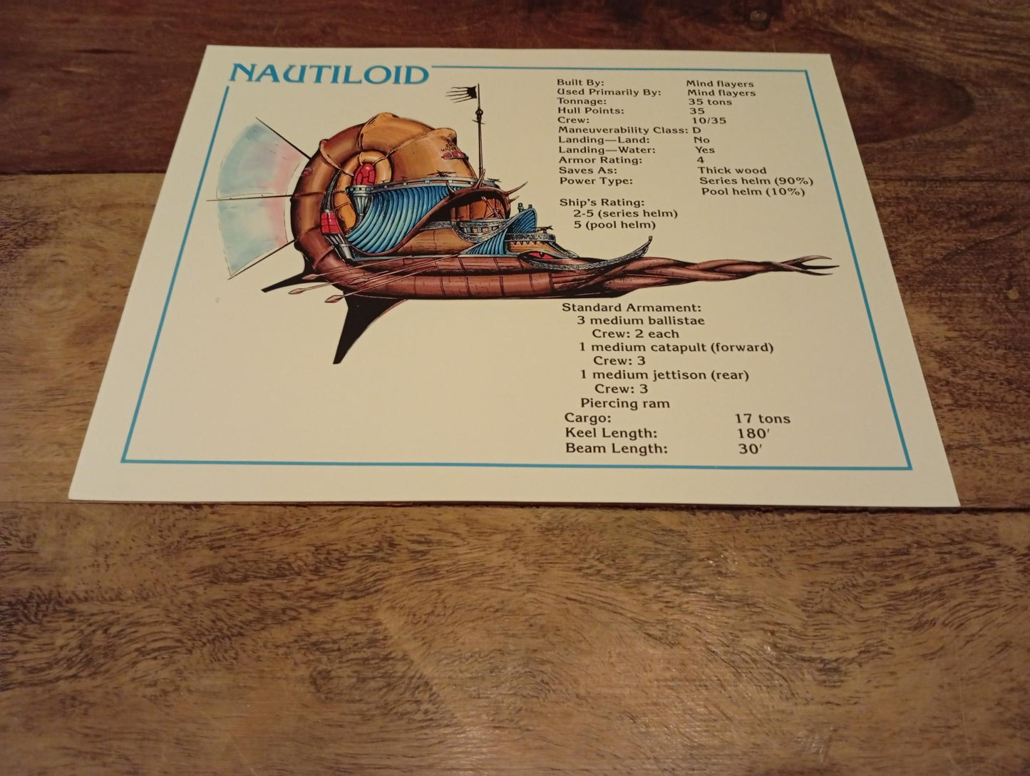 AD&D Spelljammer Adventures in Space Ship Card TSR