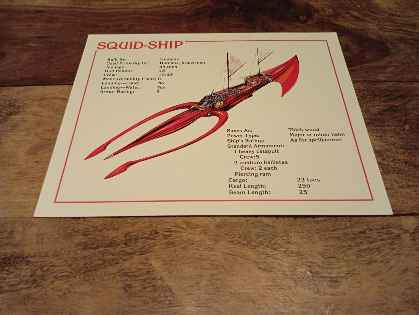 AD&D Spelljammer Adventures in Space Ship Card TSR