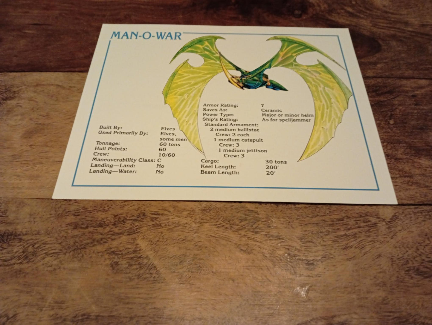 AD&D Spelljammer Adventures in Space Ship Card TSR