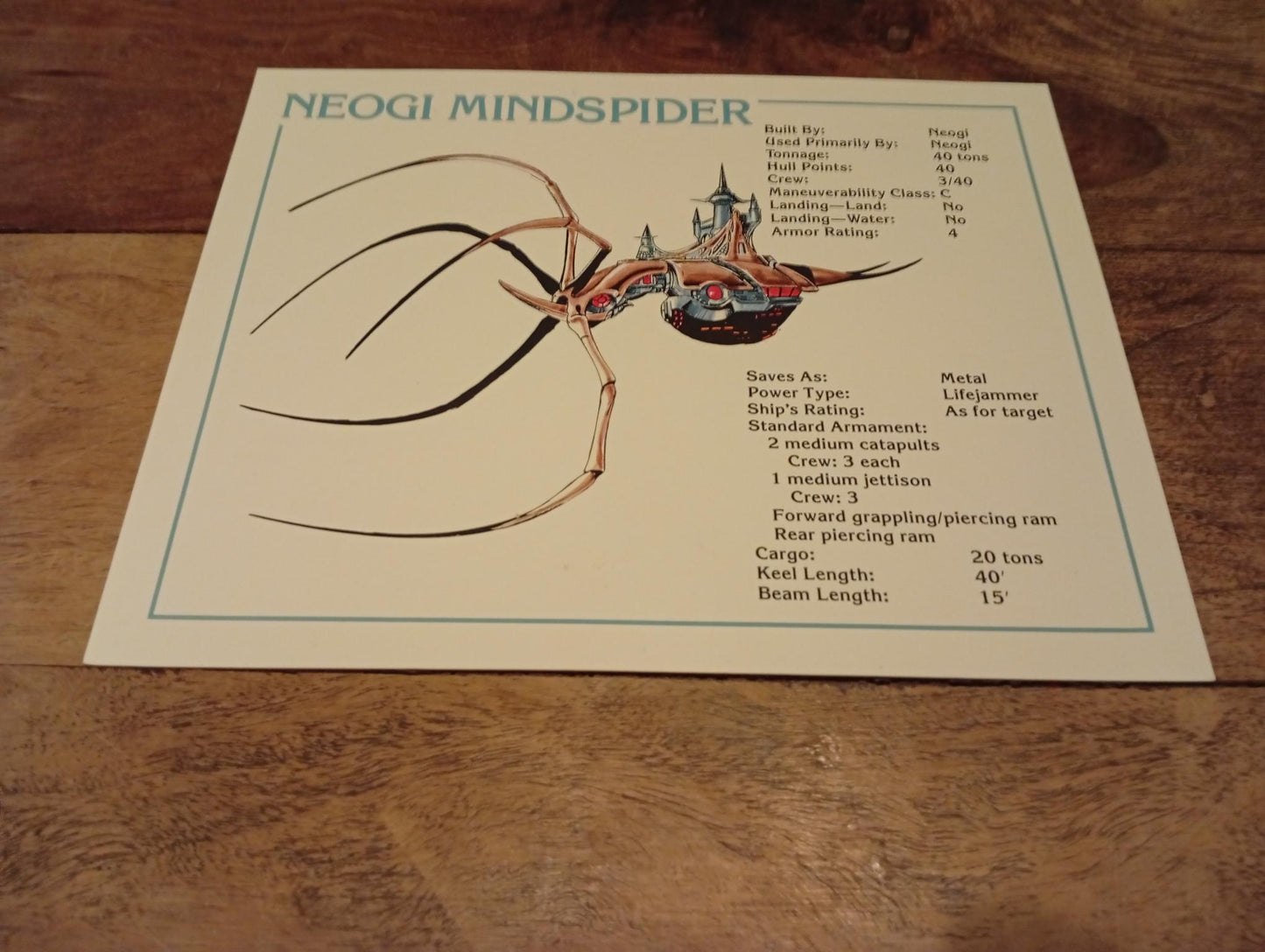 AD&D Spelljammer Adventures in Space Ship Card TSR