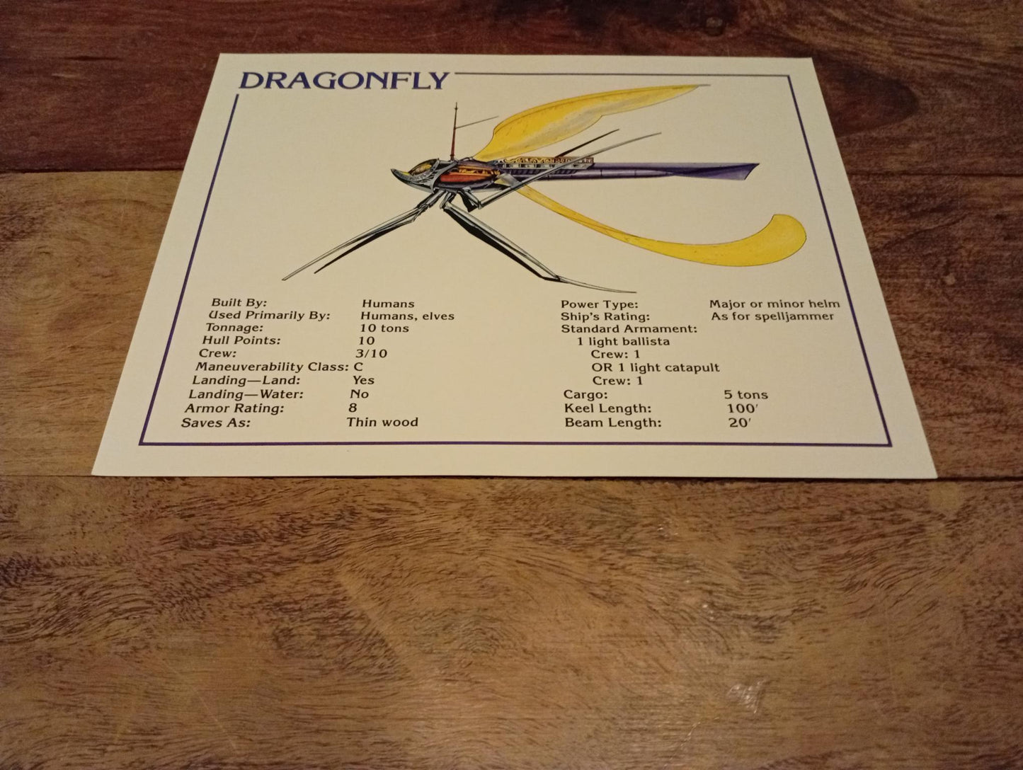 AD&D Spelljammer Adventures in Space Ship Card TSR