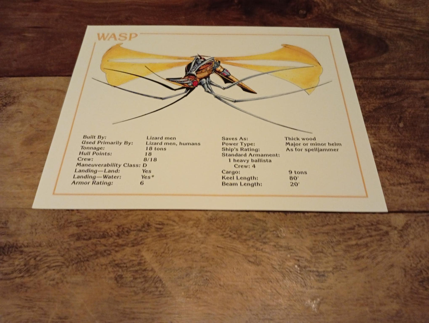 AD&D Spelljammer Adventures in Space Ship Card TSR