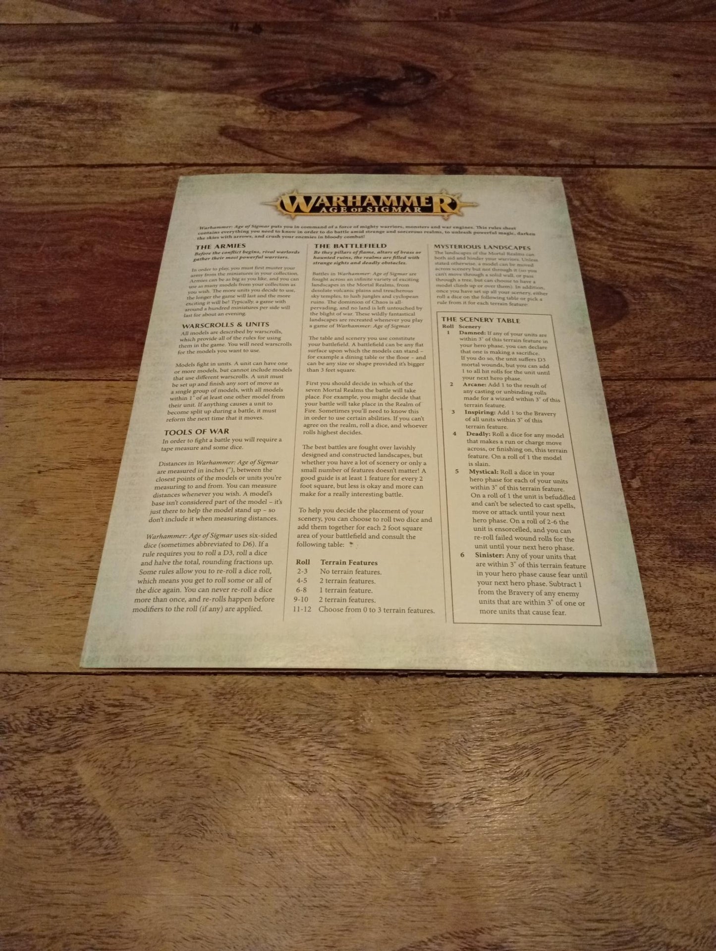 Warhammer Age of Sigmar Rulesheet Games Workshop