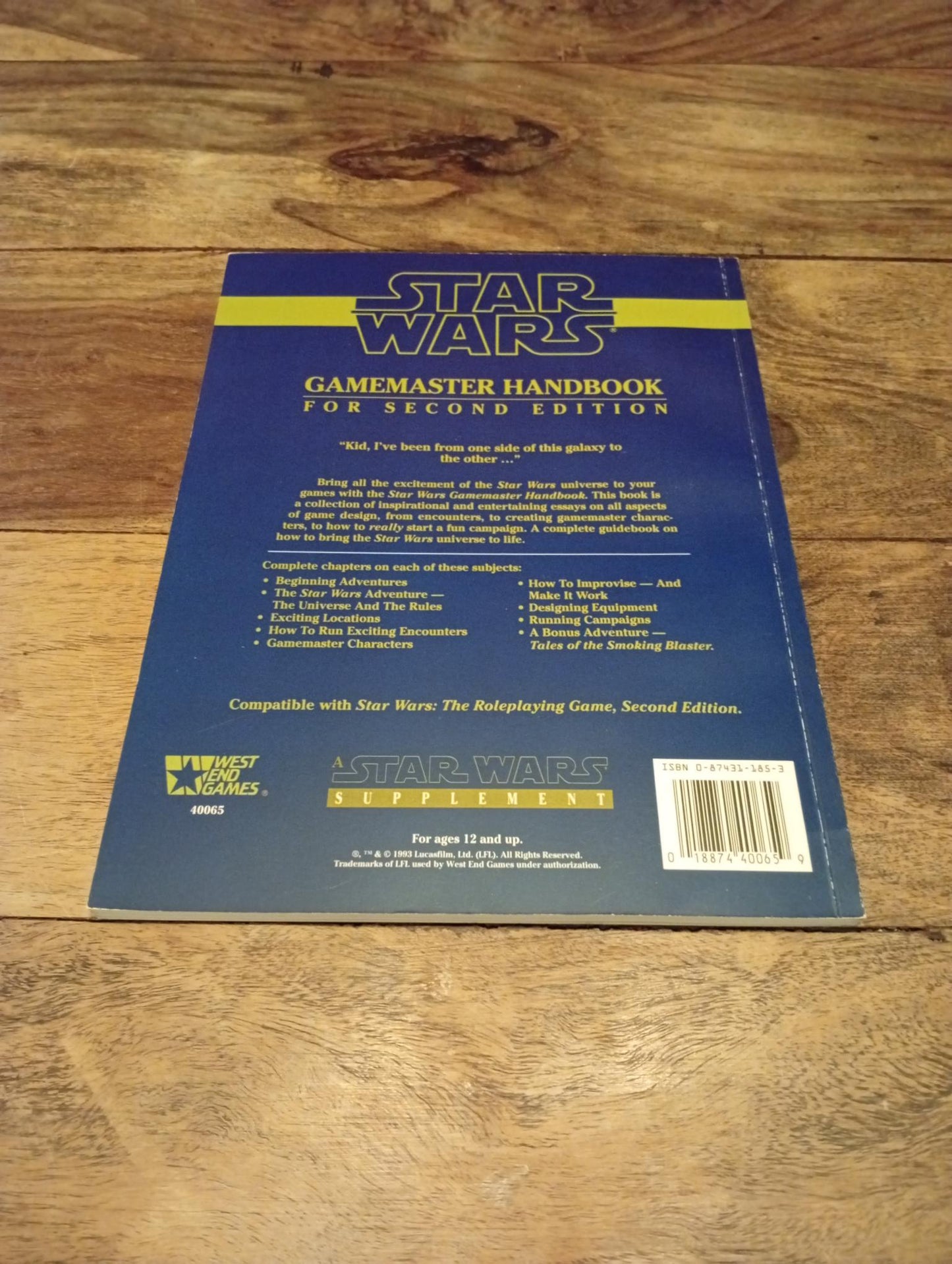 Star Wars Gamemaster Handbook 2nd Ed West End Games 1993