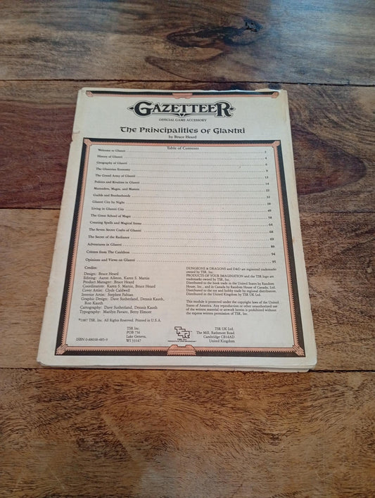 Gazetteer The Principalities of Glantri GAZ3 Booklet TSR 9208 D&D 1987