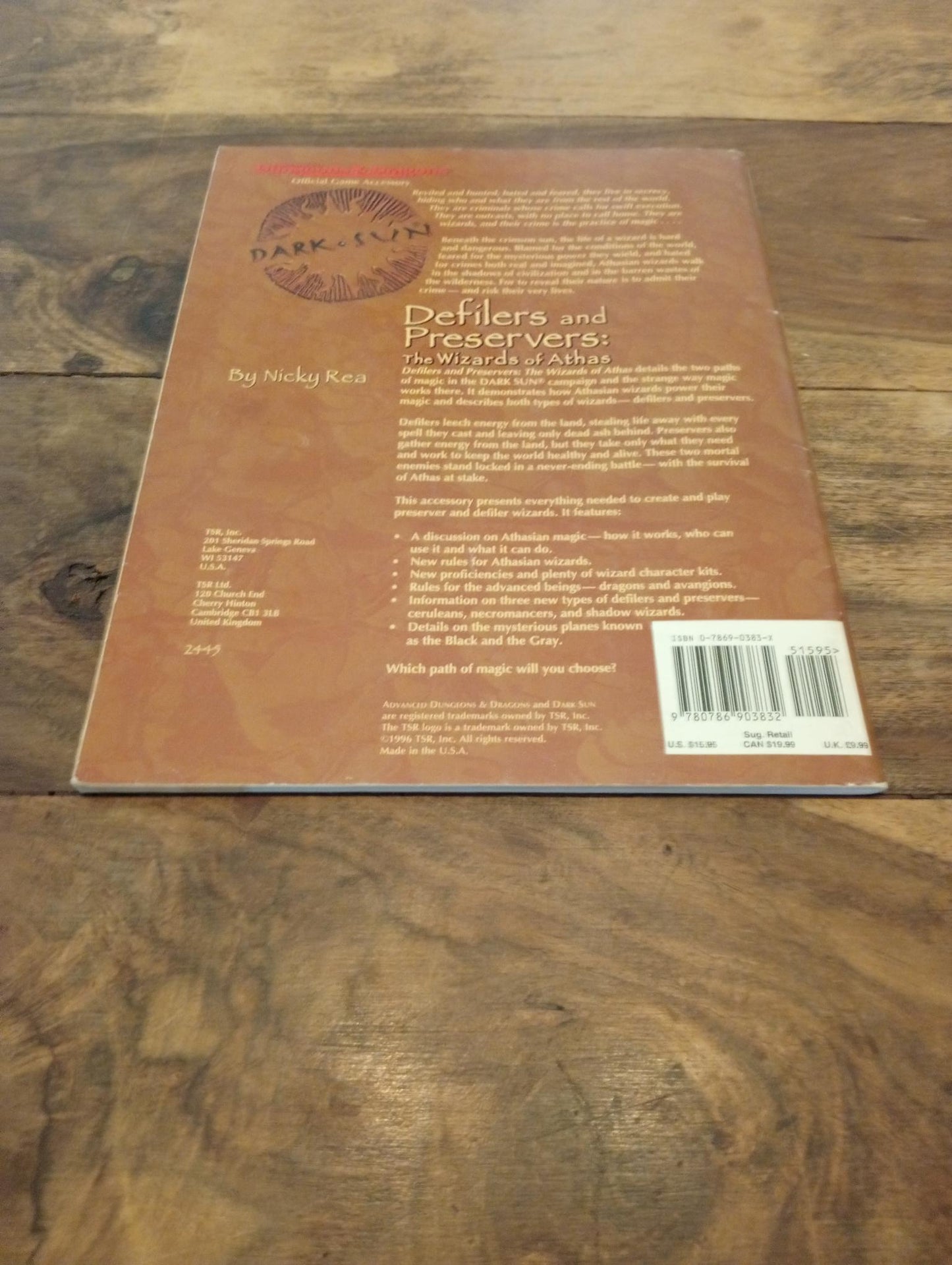 Dark Sun Defilers and Preservers The Wizards of Athas TSR 2445 AD&D 1996