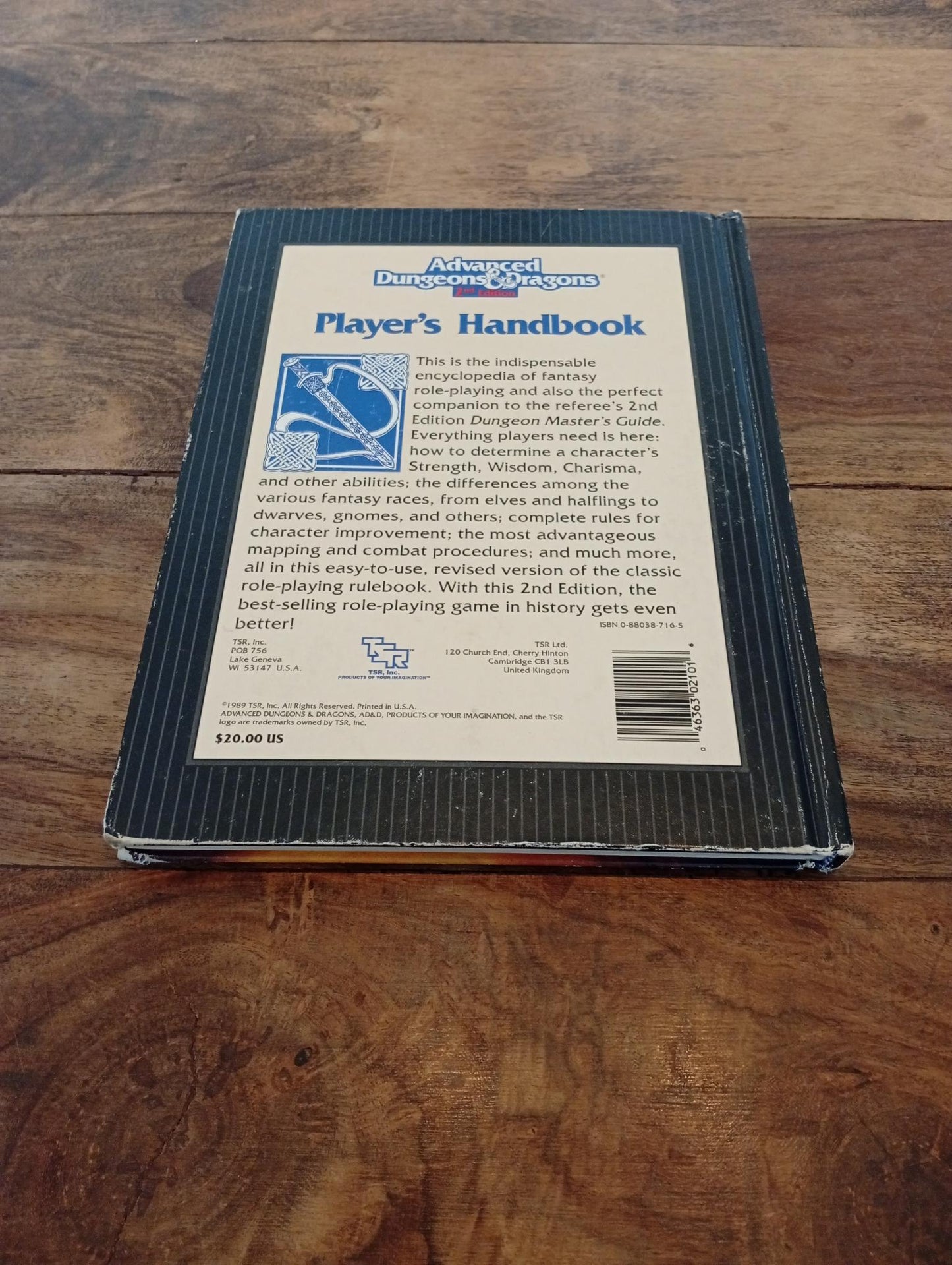 AD&D Player's Handbook Hardcover Advanced Dungeons & Dragons TSR 2101 AD&D 1989