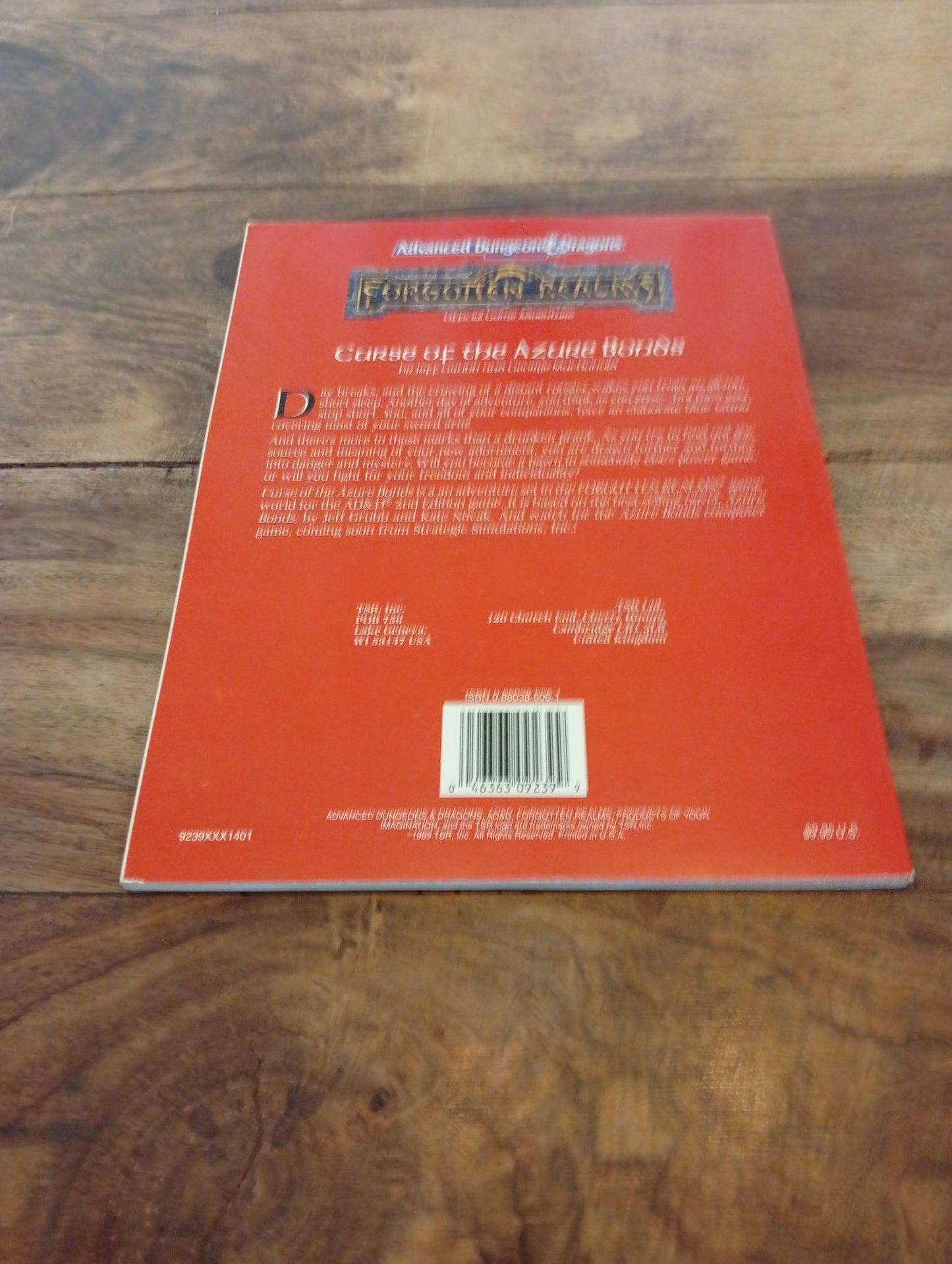 Forgotten Realms Curse of the Azure Bonds TSR 9239 AD&D 1989