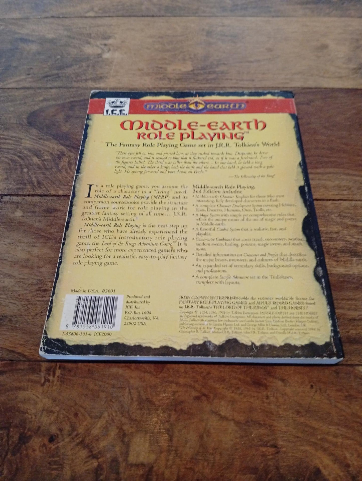 Middle-Earth Role Playing Core Rulebook 2nd Ed I.C.E. 2001 MERP 1994