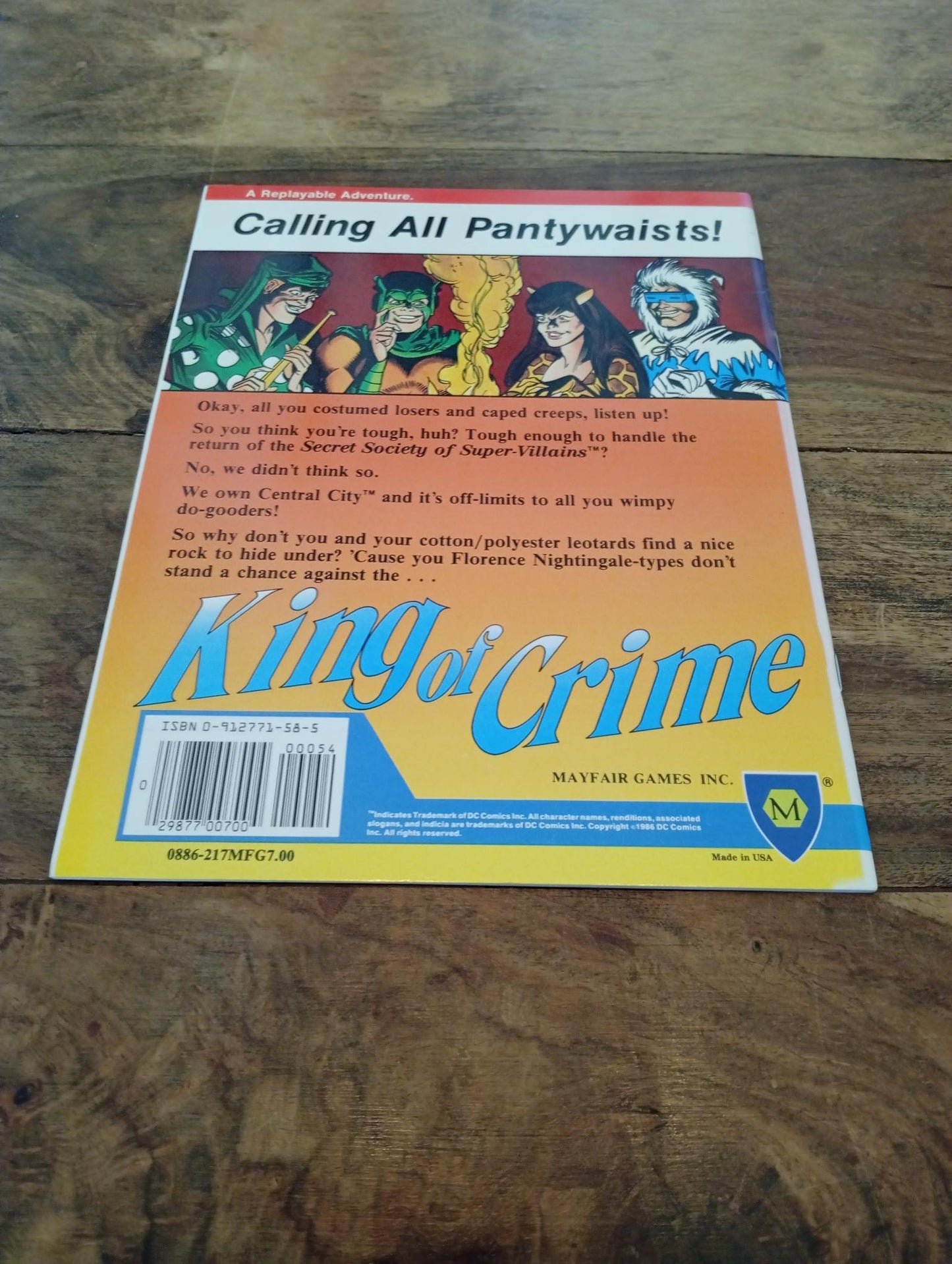 DC Heroes King of Crime Mayfair Games 1986