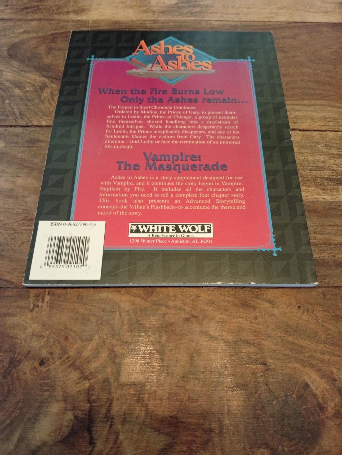 Vampire The Masquerade Ashes to Ashes White Wolf 1991