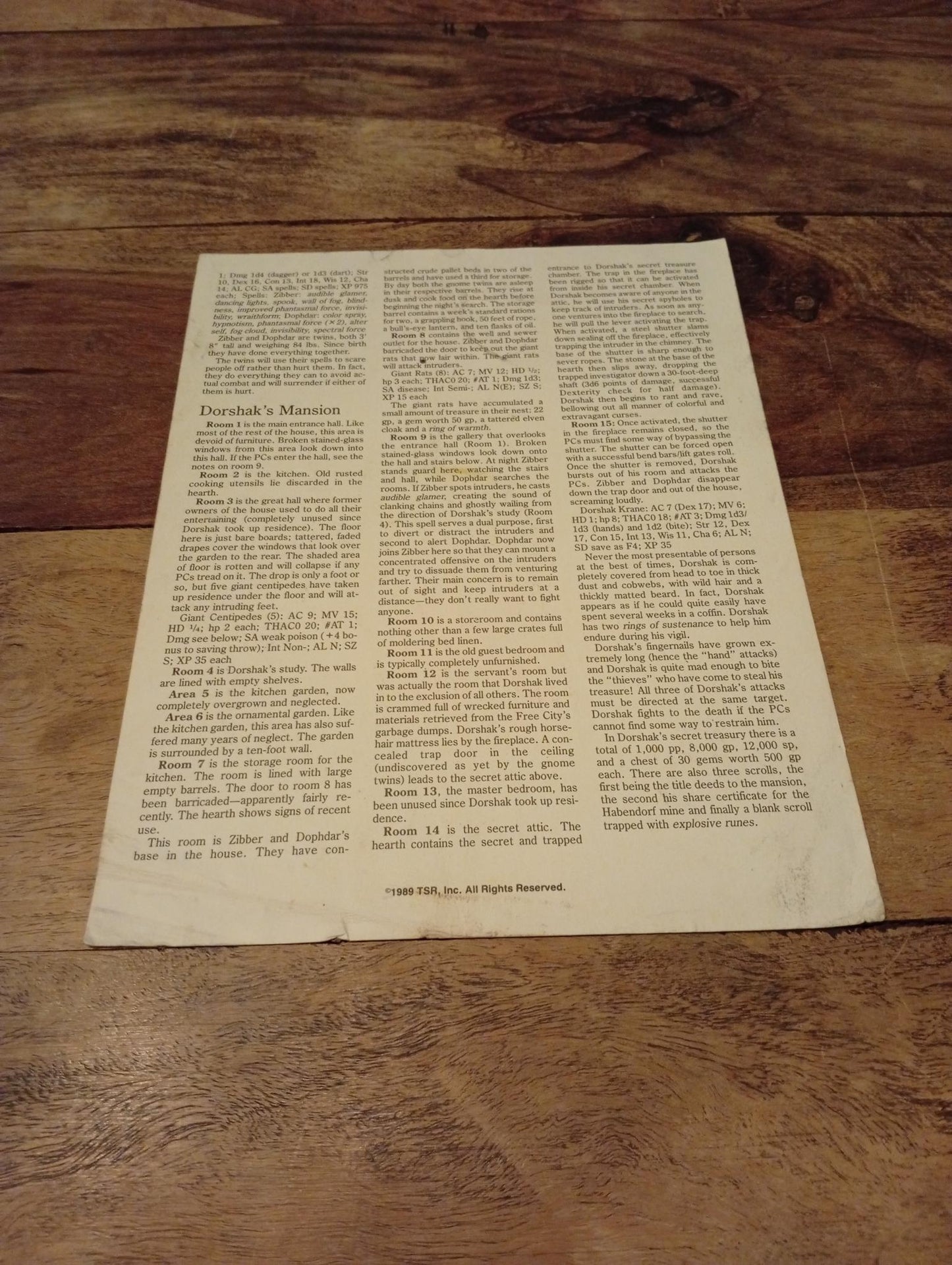 AD&D Greyhawk Reference Card #7 TSR 1043