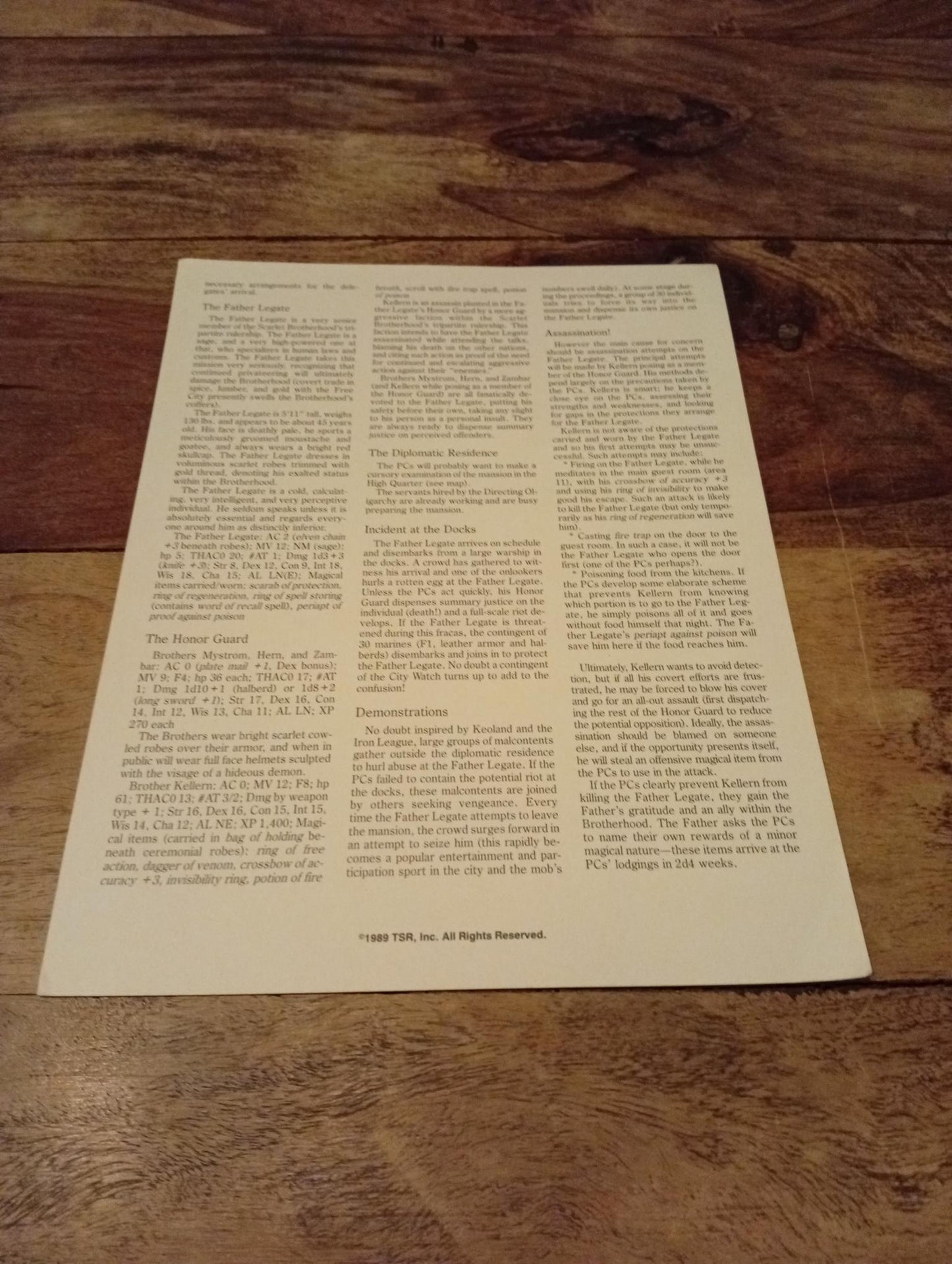 AD&D Greyhawk Reference Card #5 TSR 1043