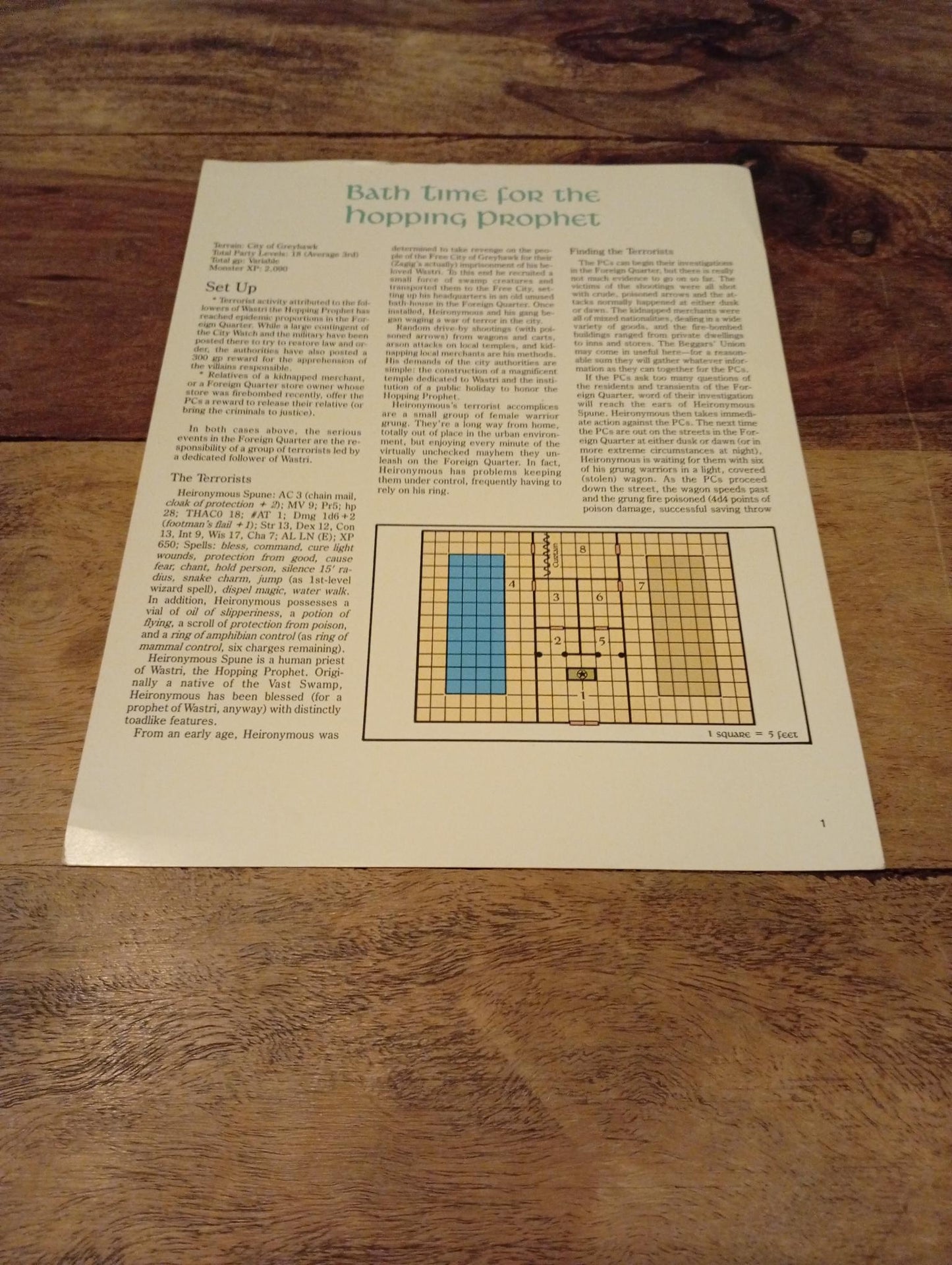 AD&D Greyhawk Reference Card #1 TSR 1043