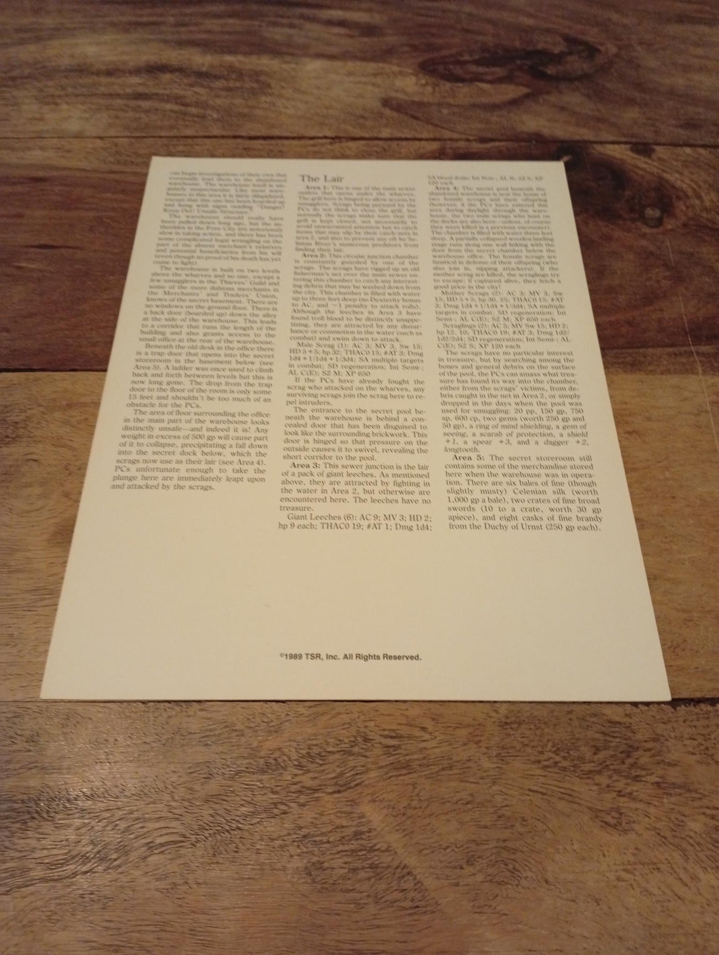 AD&D Greyhawk Reference Card #6 TSR 1043