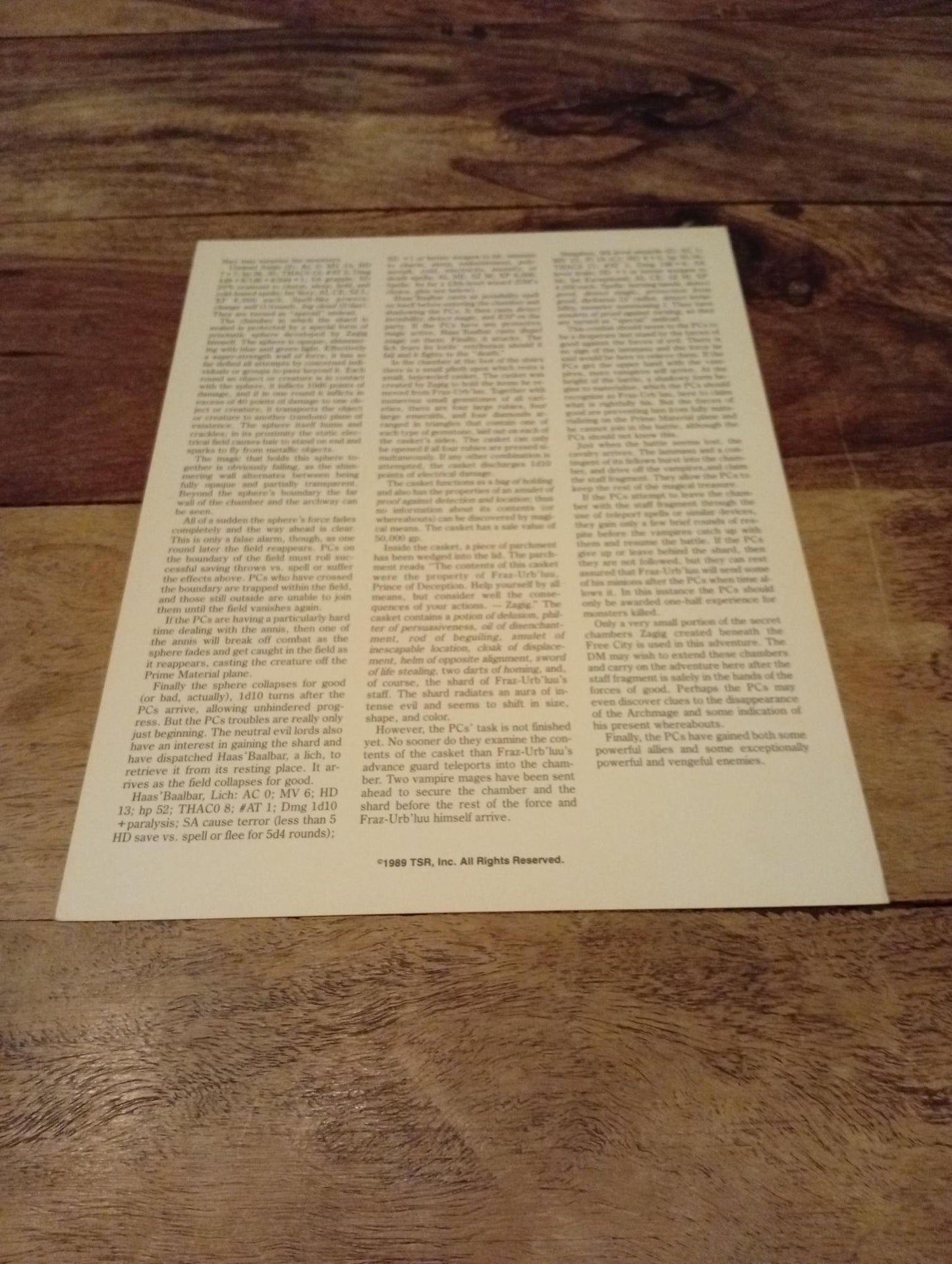 AD&D Greyhawk Reference Card #10 TSR 1043