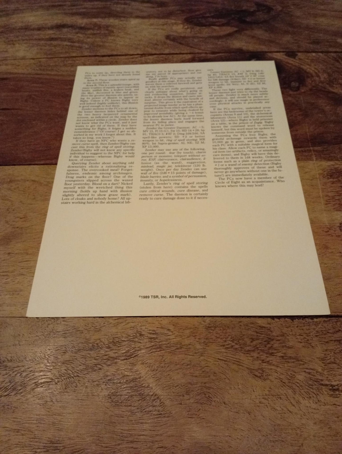 AD&D Greyhawk Reference Card #13 TSR 1043