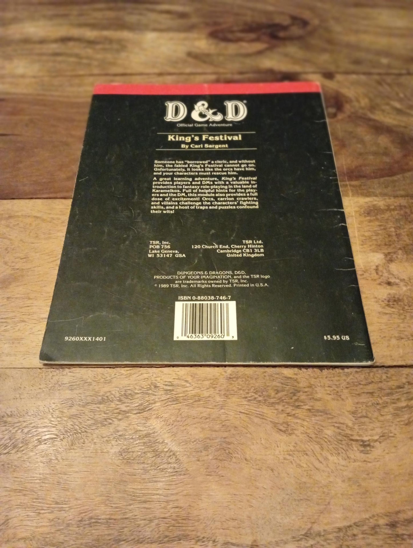 Dungeons & Dragons King's Festival B11 TSR 9260 D&D 1989