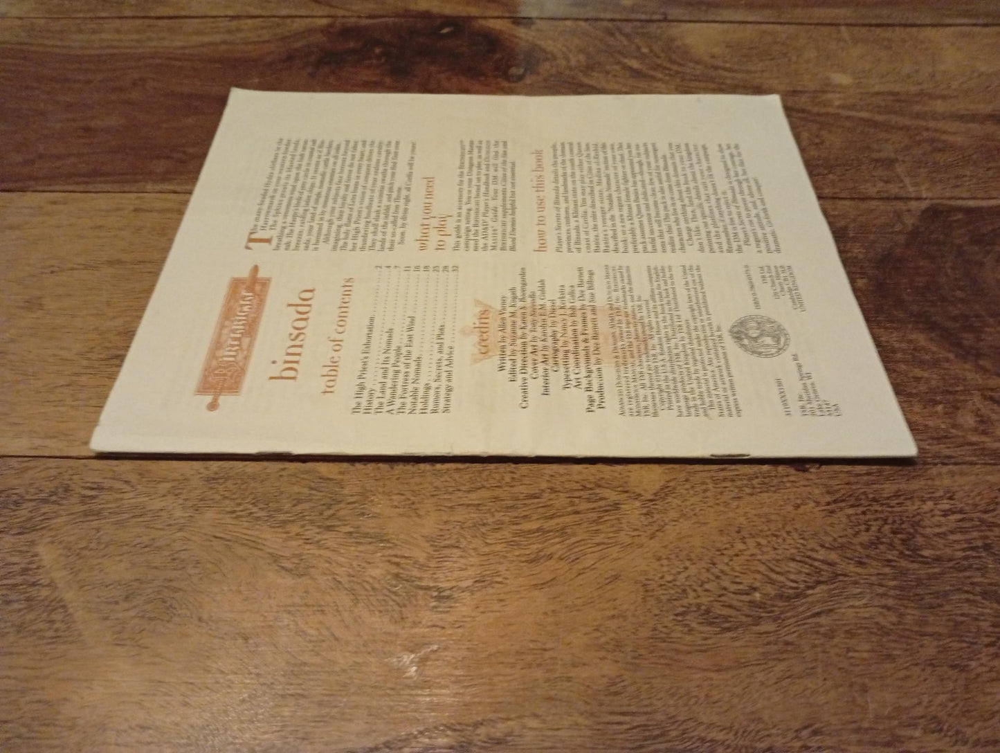 AD&D Birthright Binsada TSR 3119 AD&D 1996