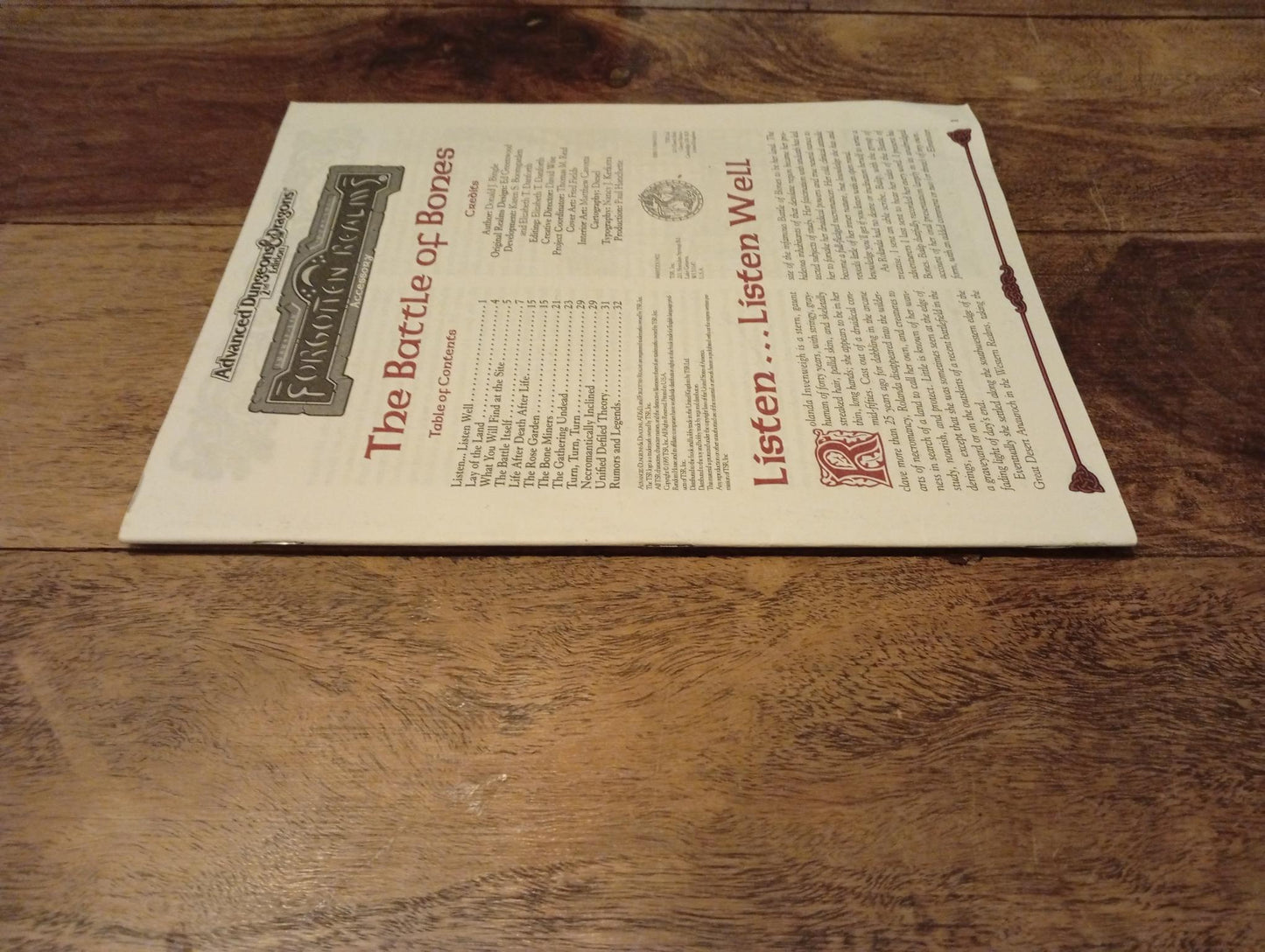 Forgotten Realms The Battle of Bones From Elminster's Ecologies #1 TSR 1995