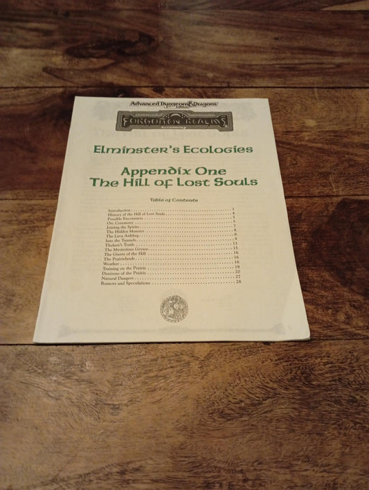 Forgotten Realms The Hill of Lost Souls From Elminster's Ecologies #1 TSR 1995
