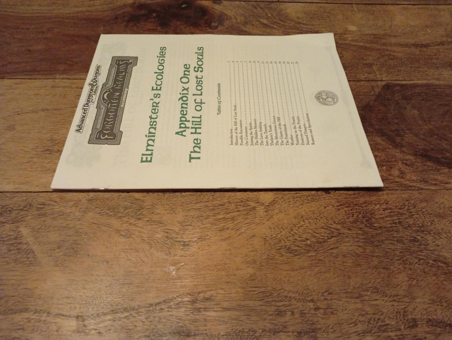 Forgotten Realms The Hill of Lost Souls From Elminster's Ecologies #1 TSR 1995