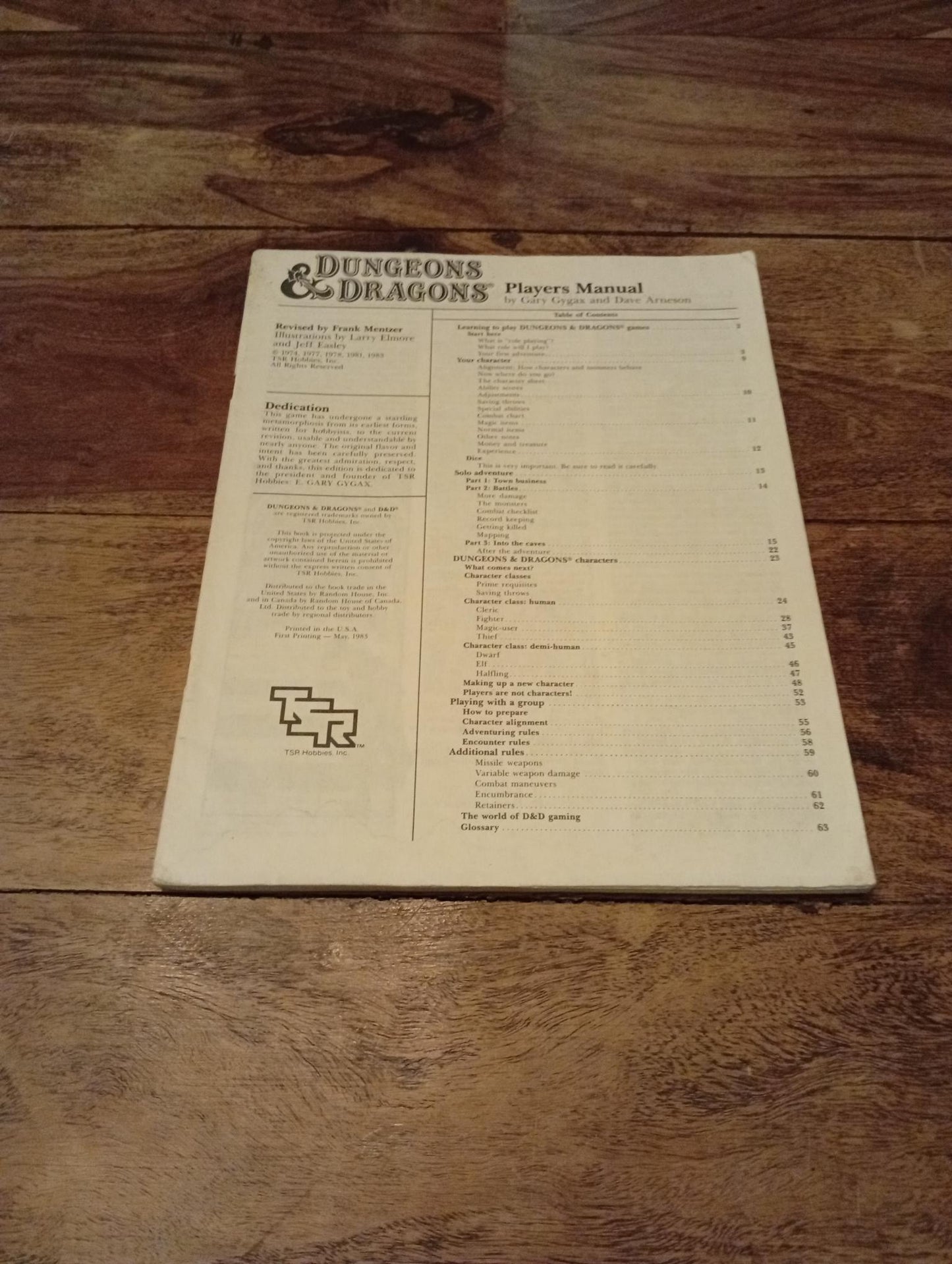Dungeons & Dragons Players Manual TSR 1983