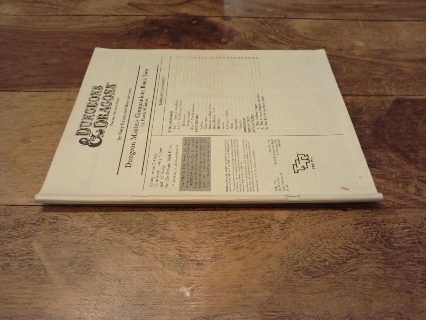Dungeons & Dragons Dungeons Masters Companion Book 2 TSR 1984