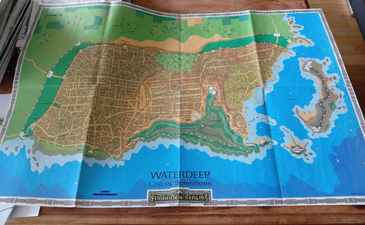Forgotten Realms Waterdeep City of Splendors Map TSR 9213 AD&D 1987