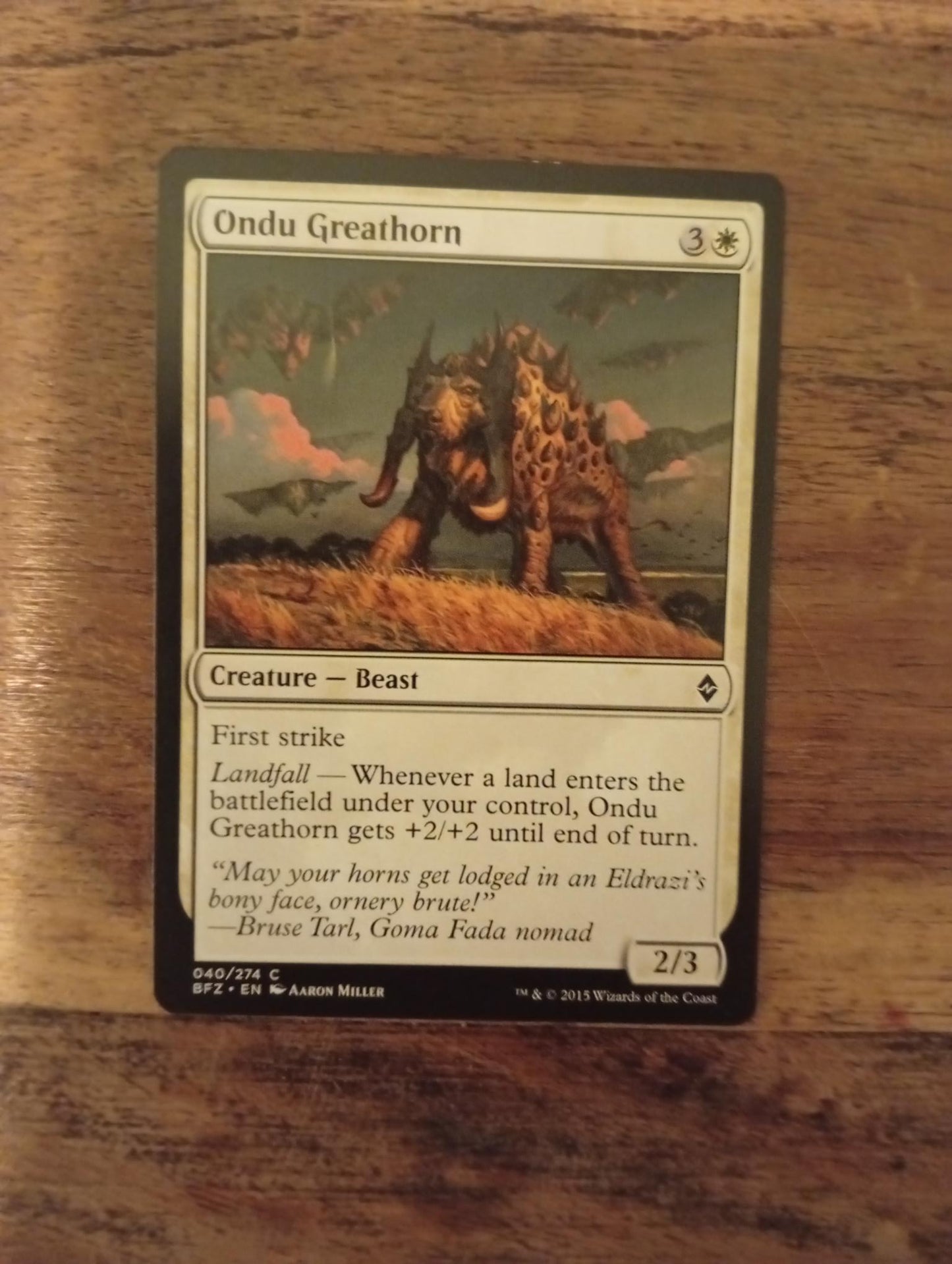 Magic The Gathering Ondu Greathorn 40/274 Battle for Zendikar