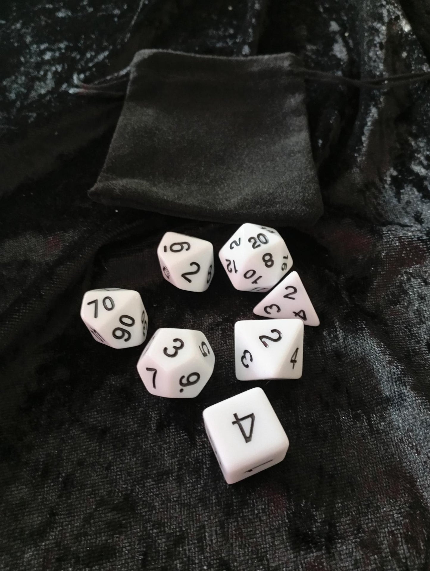 Dice set: 7-piece set/Dice Bag one D4, D6, D8, D10, D12, D20 and D100 D10 Procent
