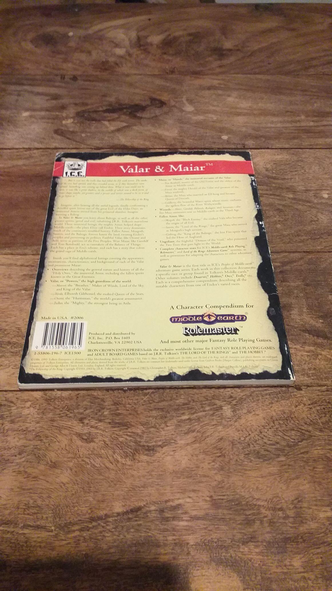 Valar & Maiar MERP Lord of the Rings Rolemaster Middle Earth Role Playing I.C.E. - books