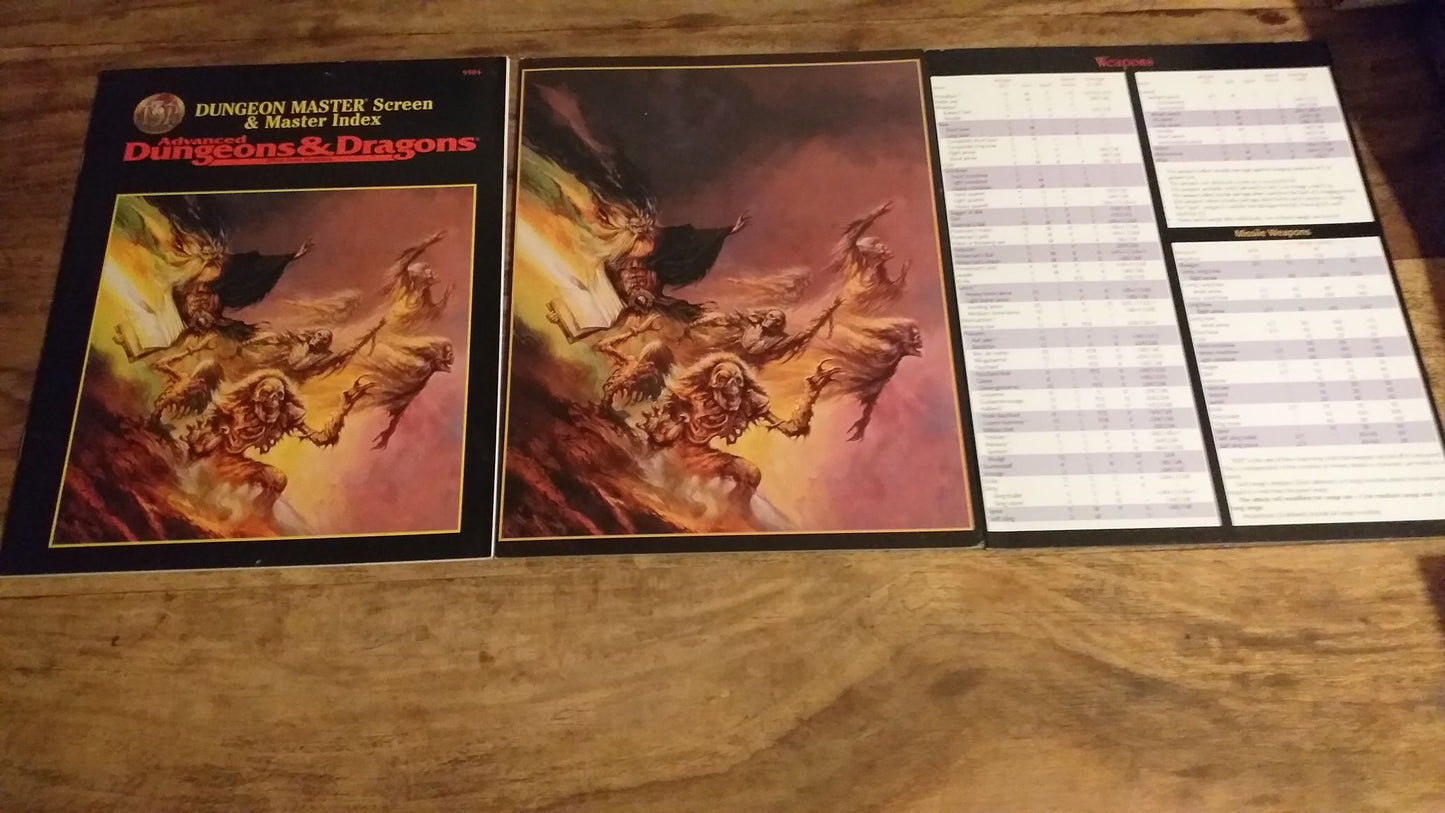 Dungeon Master Screen & Master INDEX TSR AD&D Advanced Dungeons & Dragons