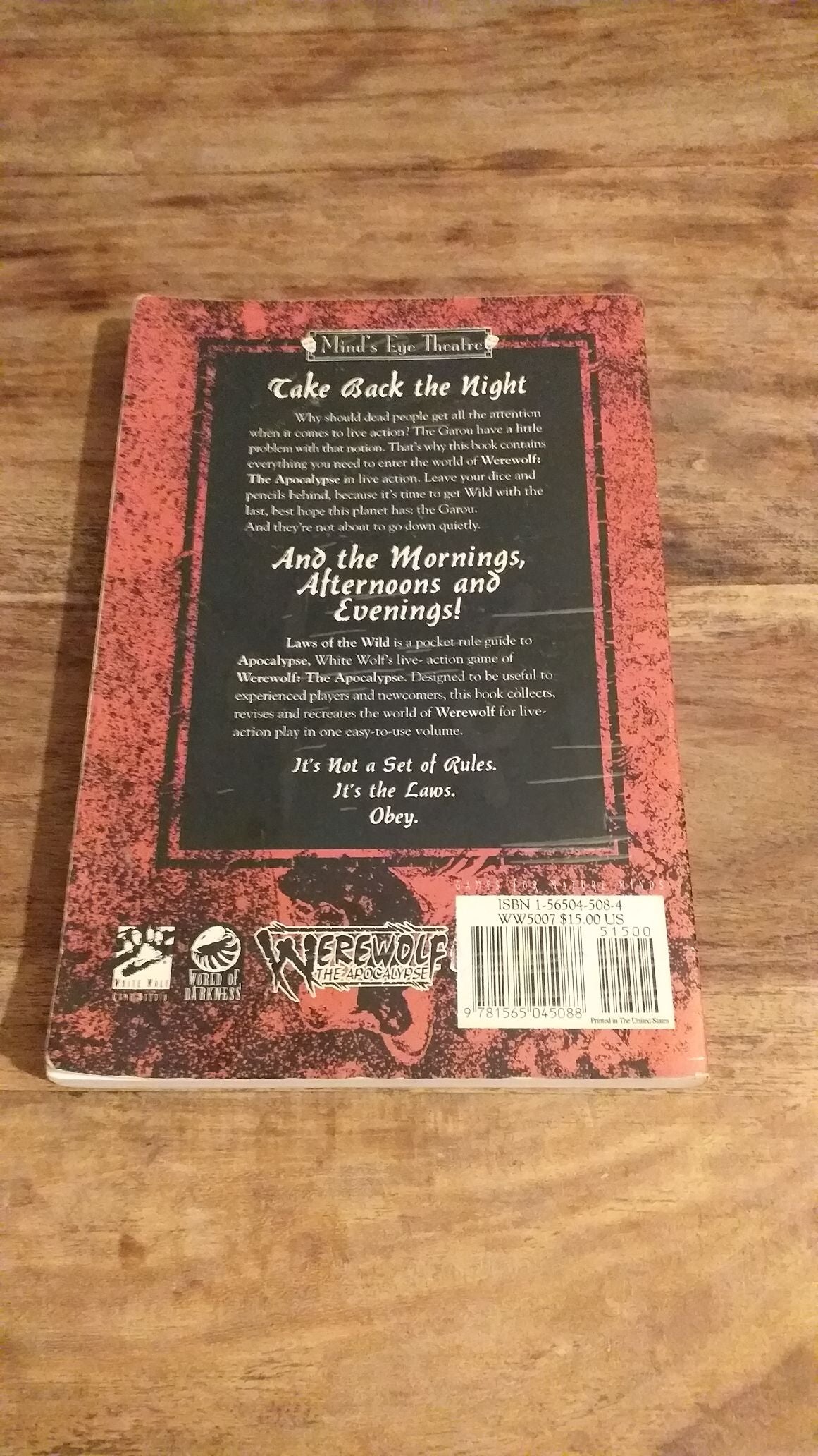 LAWS OF THE WILD WEREWOLF APOCALYPSE MIND'S EYE THEATRE 2nd Edition