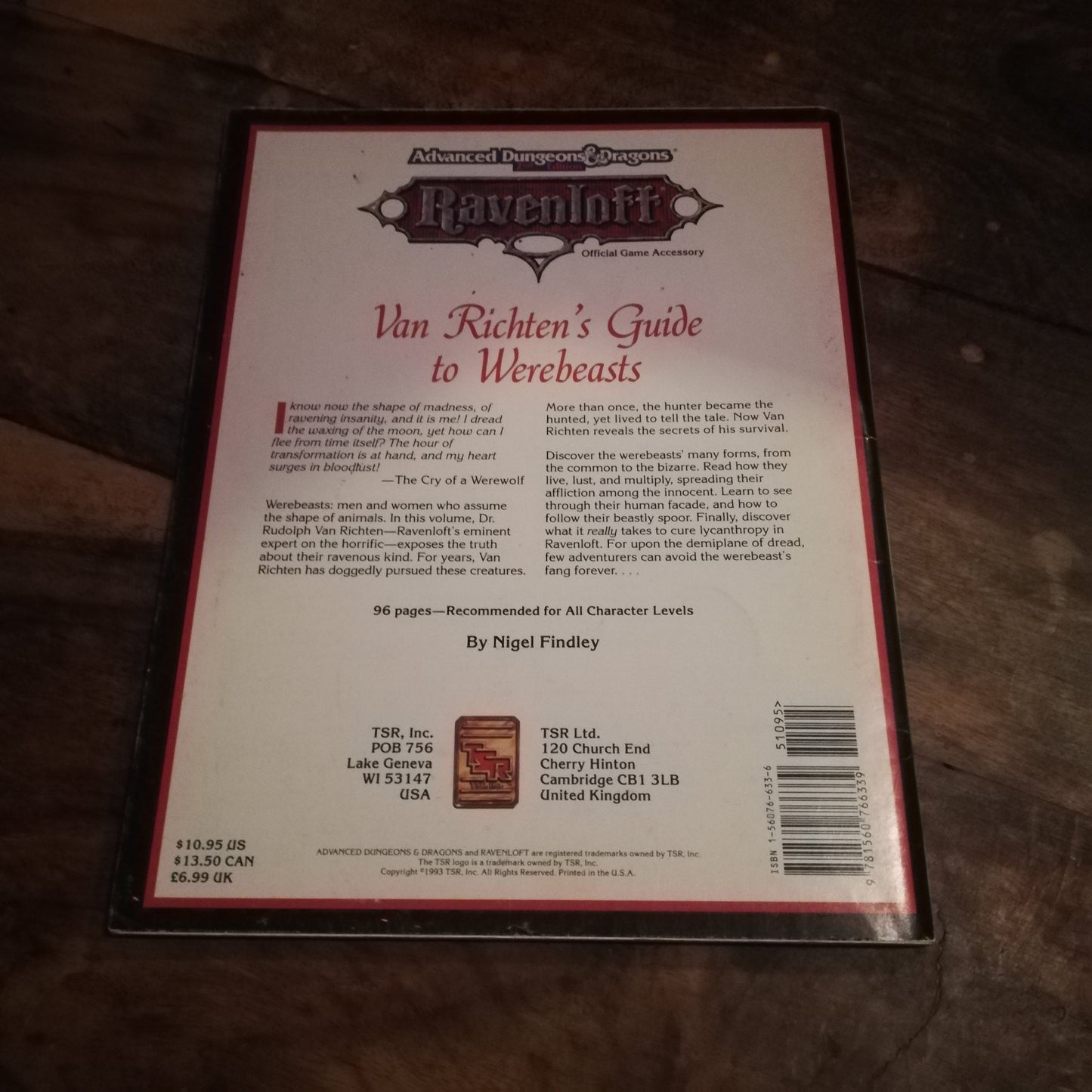 AD&D Ravenloft Van Richtens Guide To Werebeasts - AllRoleplaying.com